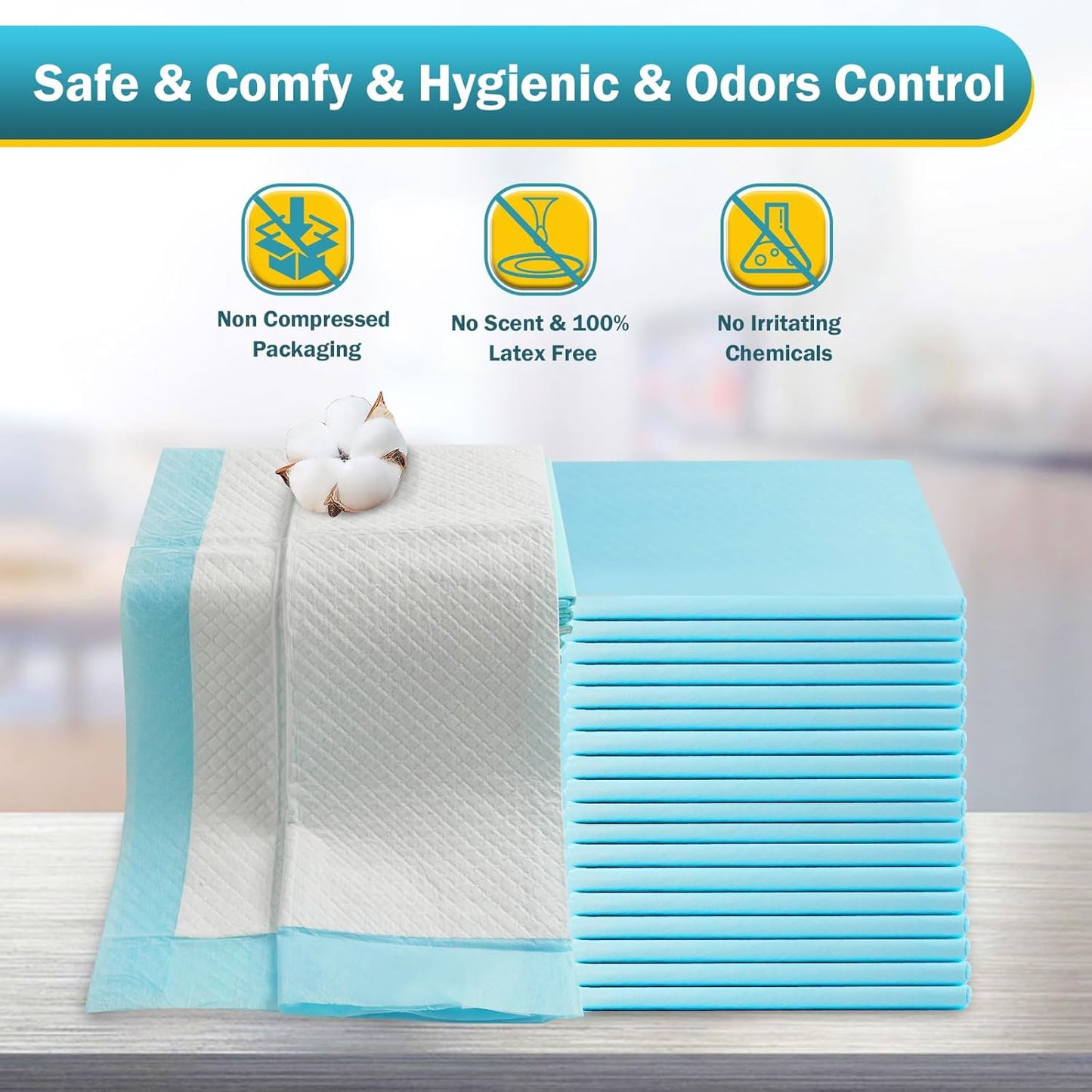 100 Count Bed Pads 30"x36" (No Adhesive Strip) Thicken Adults Incontinence Underpads Disposable, Heavy Duty Absorbent Chucks Waterproof, XL Extra Large Puppy Pee Training Pad
