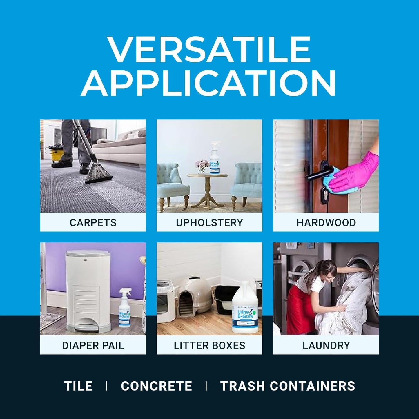 KINZUA ENVIRONMENTAL Urine B-Gone, Professional Enzyme Odor Eliminator & Pet Stain Remover, Human, Cat & Dog Urine Cleaner, Effective on Laundry, Carpets & More, Original Scent, 1 Gallon