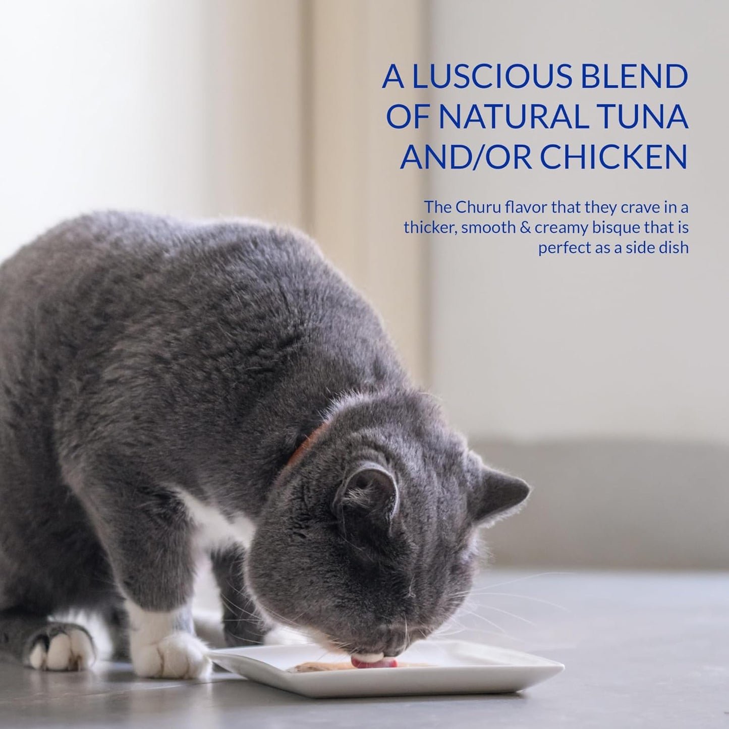 INABA Churu Bisque for Cats, Creamy Lickable Purée Side Dish with Vitamin E, 1.4 Ounces per Pouch, 12 Pouches, Tuna Variety