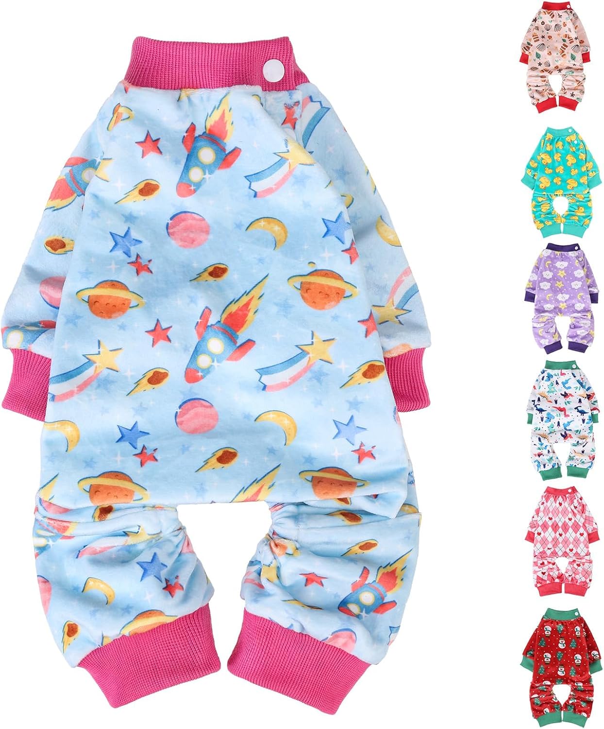 BEAUTYZOO Dog Pajamas Small Sized Dog, Summer Doggie Pajamas for Boy Girl, Soft Strechy Cotton Puppy Pjs Jammies Onesies for Men Women, Pet Jumpsuit Body Suit Cat Apparel Clothes, Blue XS