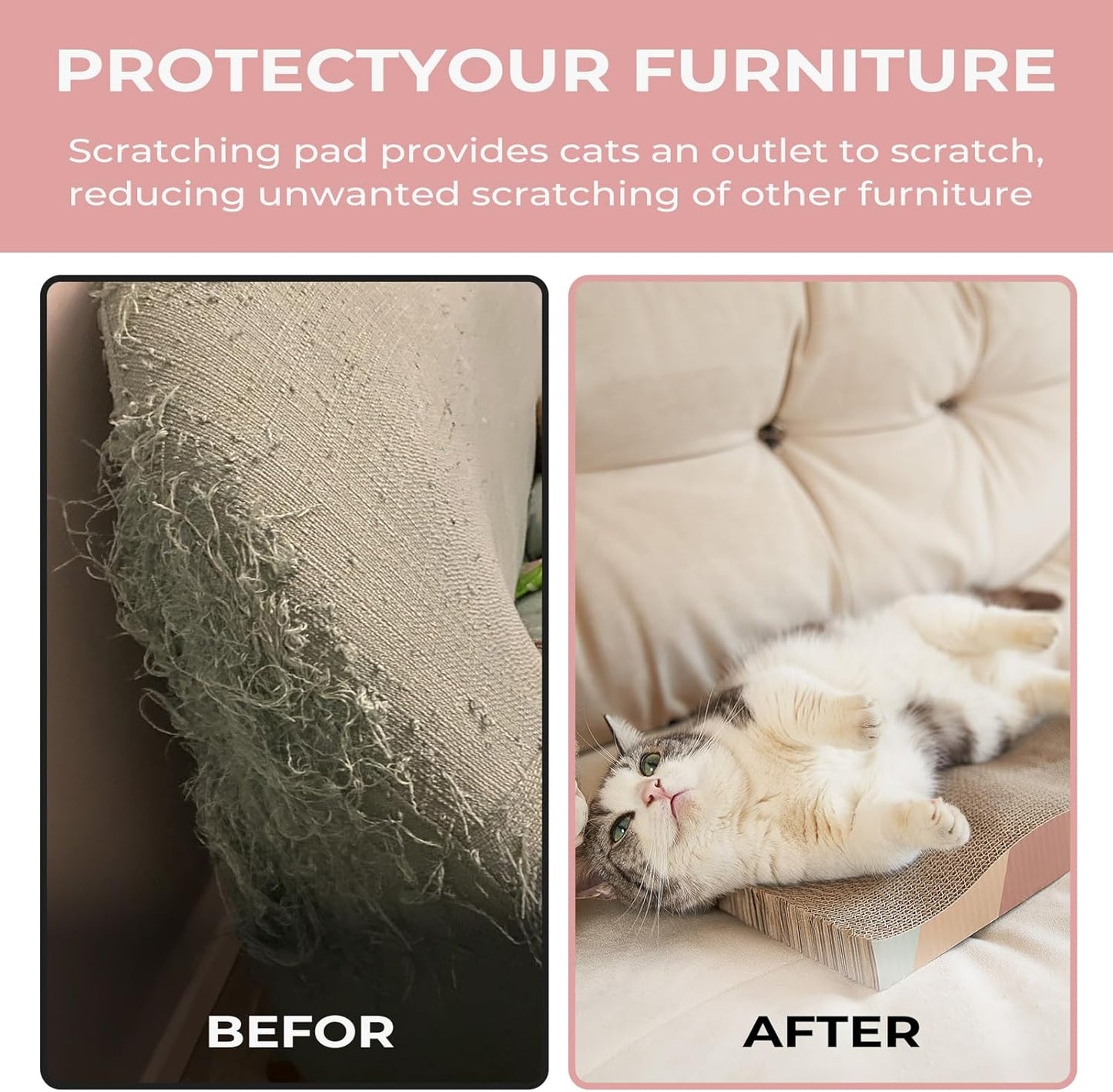 Cat Scratch Pad Cardboard cat scratchers for Indoor Cats Reversible Large Wide Corrugated with Catnip(1pcs)