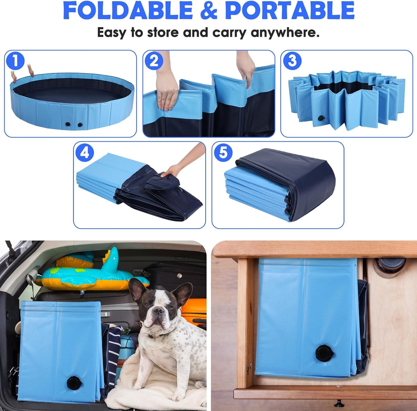 87" Large Dog Pool with Sprinkler, 2-in-1 Foldable Swimming Pool Non-Slip Hard Plastic Splash Sprinkler Kiddie Pool for Outdoor Backyard Kids Dogs Ducks and Pet Baths