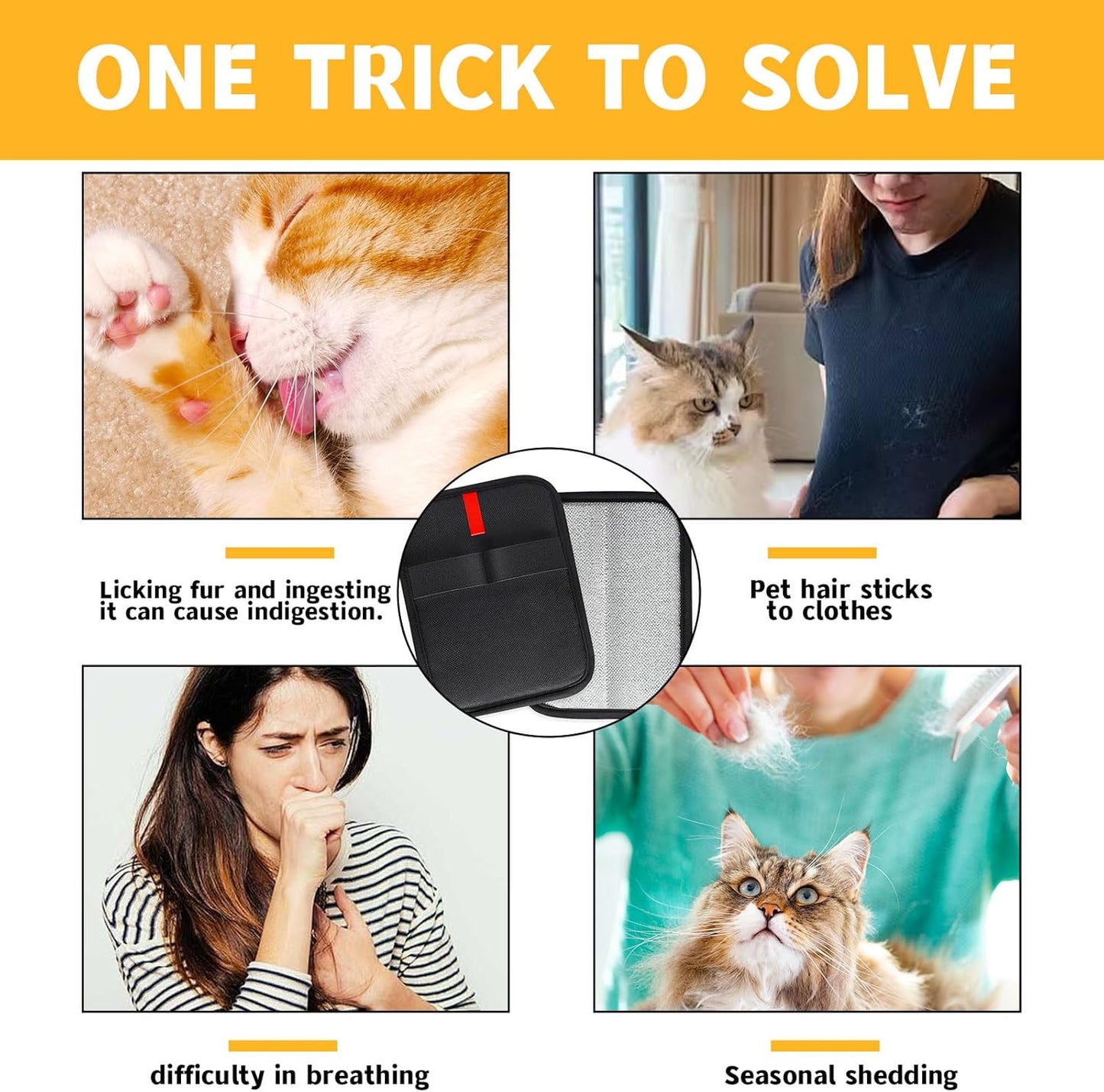 2PCS Electrostatic Pet Hair Removal Gloves,Pet Hair Removal Tool,Reusable Cat & Dog Hair Remover for Carpet,Couch,Furniture,Car Seat,Cat Grooming Gloves