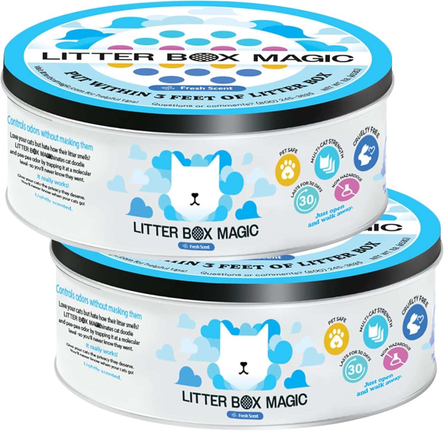 Cat Litter Deodorizer Jar (Fresh Scent, 16 Oz, Pack of 2) - Cat Litter Odor Absorber Gel In A Jar - Litter Box Pet Air Freshener - Litter Odor Eliminator to Freshen Air
