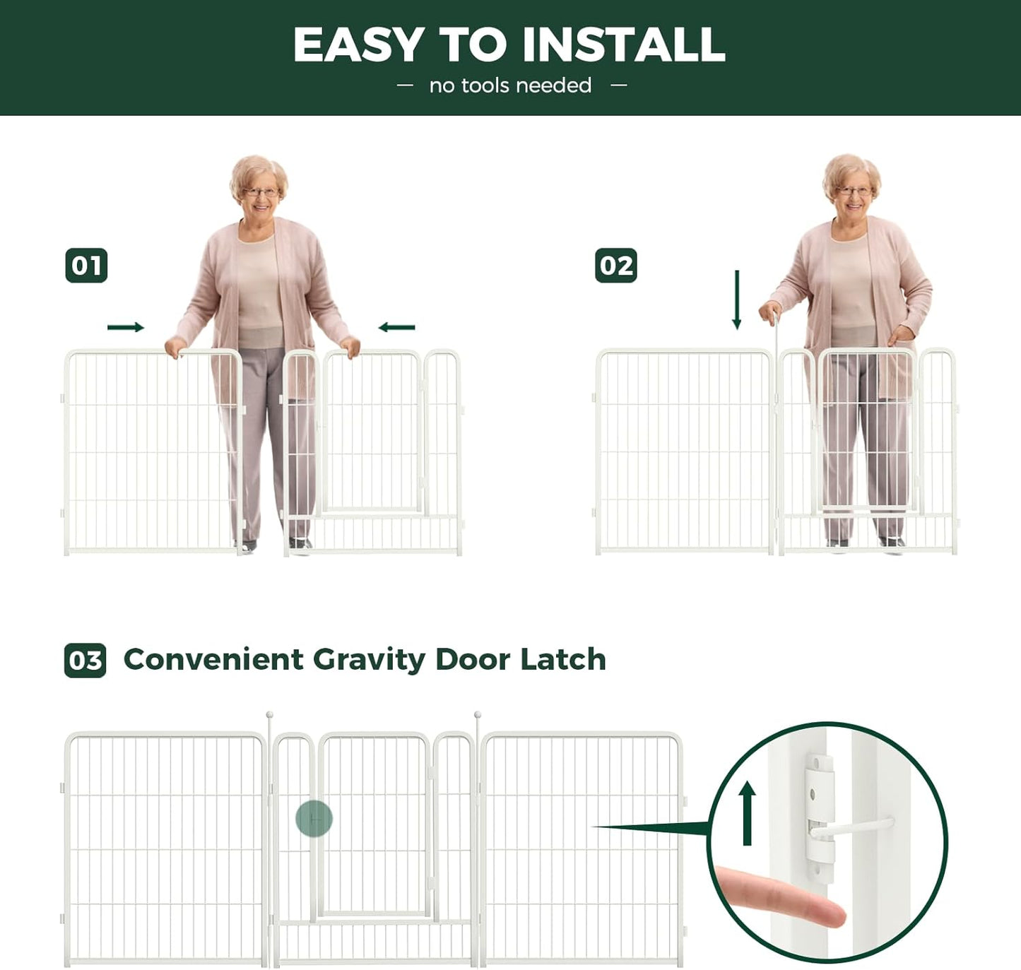 FXW Rollick Unleashed Dog Playpen for Indoor, Yard, RV Camping, 32 inch 16 Panels for Medium and Large Dogs, White│Patented