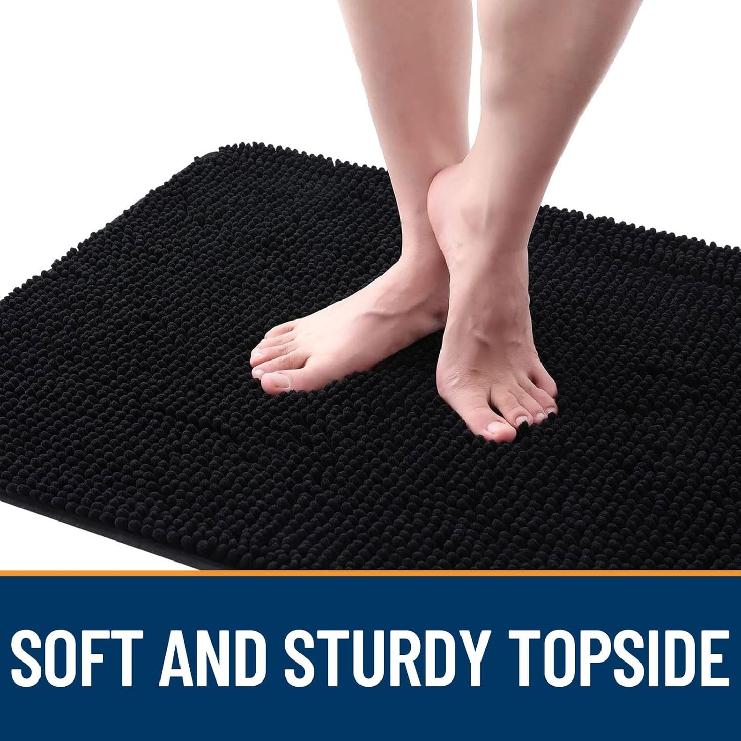 OLANLY Dog Door Mat for Muddy Paws 40x24, Absorbs Moisture and Dirt, Absorbent Non-Slip Washable Doormat, Quick Dry Chenille Mud Mat for Dogs, Entry Indoor Entryway Carpet for Inside Floor, Black