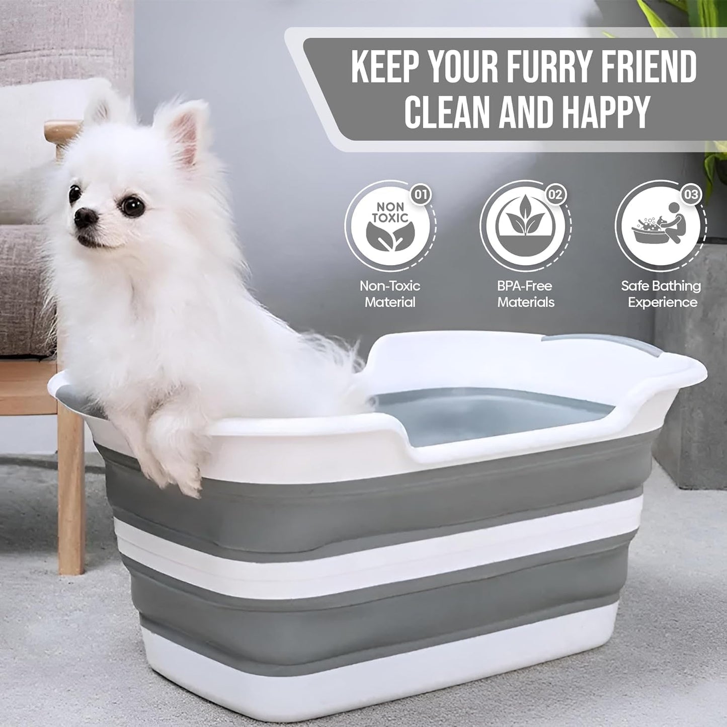 Smoochie Collapsible Dog Bathtub, Dog Tubs for Bathing, Portable Tub, Dog Wash Tub, Pet Tub and Dog Bath Tub for Dog/Cat/Pet and Puppy Bath Tub, Dog Tub for Pets and Cats (Green)