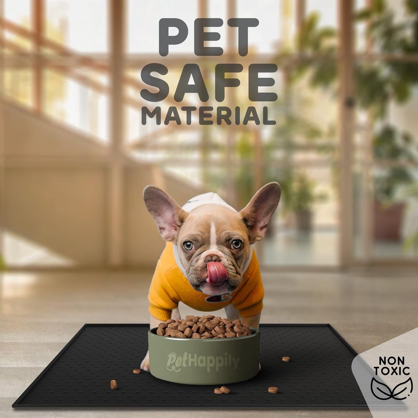 Dog Food Mat - 24x15” Large Silicone Pet Food Mat, Raised Edges for Food and Water Prevent Spill, Waterproof Cat Food Mat Protect Floors,Easy Clean Dog Bowl Mats for Food and Water