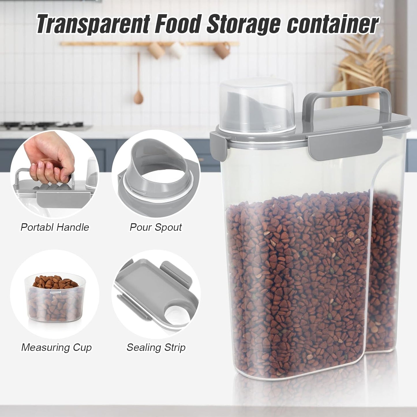 TBMax Pet Food Storage Containers 2 Pack 8-10 Lbs Airtight Dog Food Container Dispenser with Large Spout & Portable Handle, Travel Dog Treat Cat Food Storage Bin Bird Seed Container