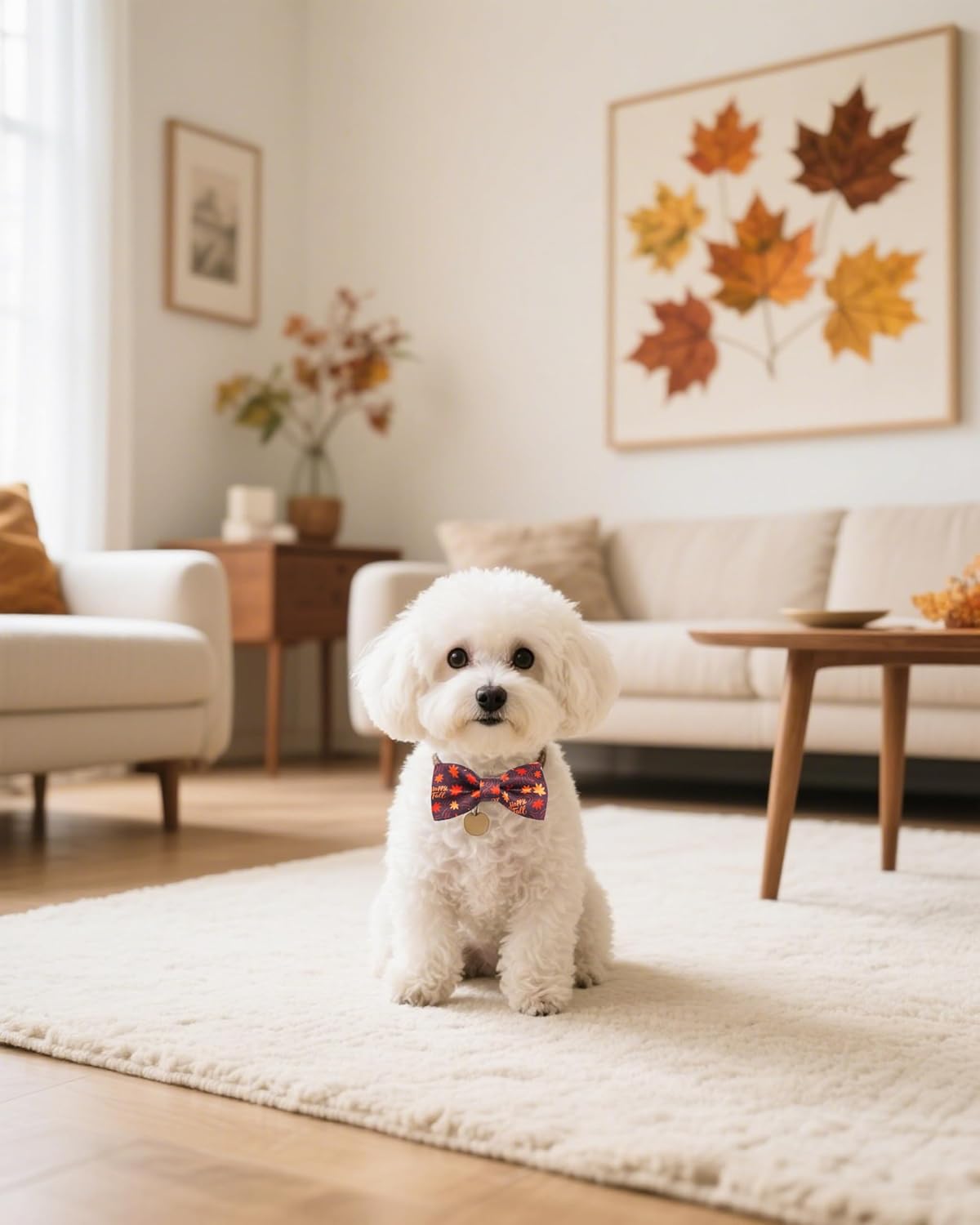 PET SHOW 10 Pack Fall Small Dog Bow Ties Sliding Collar Attachments Puppy Cats Autumn Bowties for Medium Dogs Pumpkin Maple Leaf Bowknots Holiday Party Pet Grooming Accessories(Small)