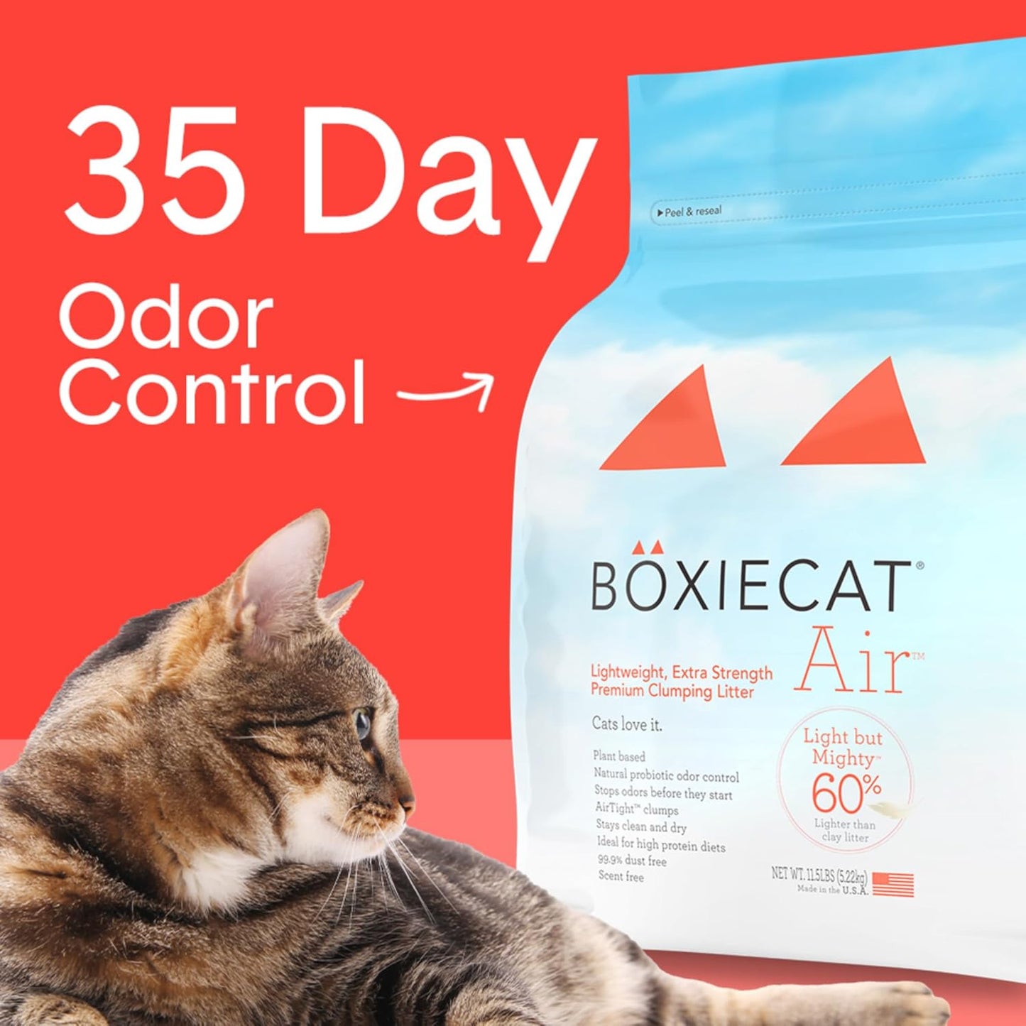 Boxie® Extra Strength Cat Litter, Lightweight 35-Day Odor Control, Clumping, 6.5lb