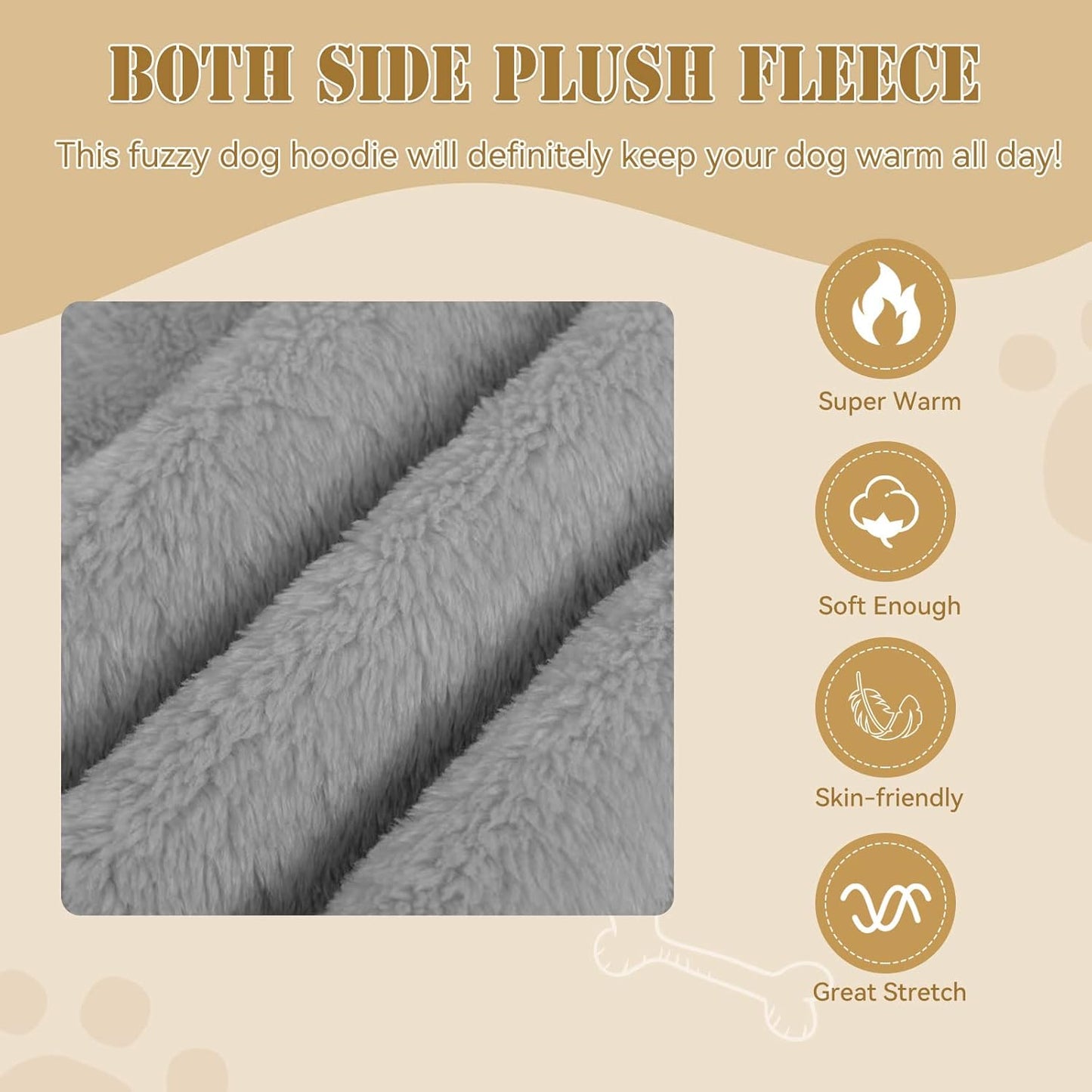 Fuzzy Dog Sweaters for Medium Dogs Dog Hoodie Sweater Clothes Warm Soft Cozy Pet Coats Hooded Sweatshirt Medium Pet Hoodie(Grey-M)