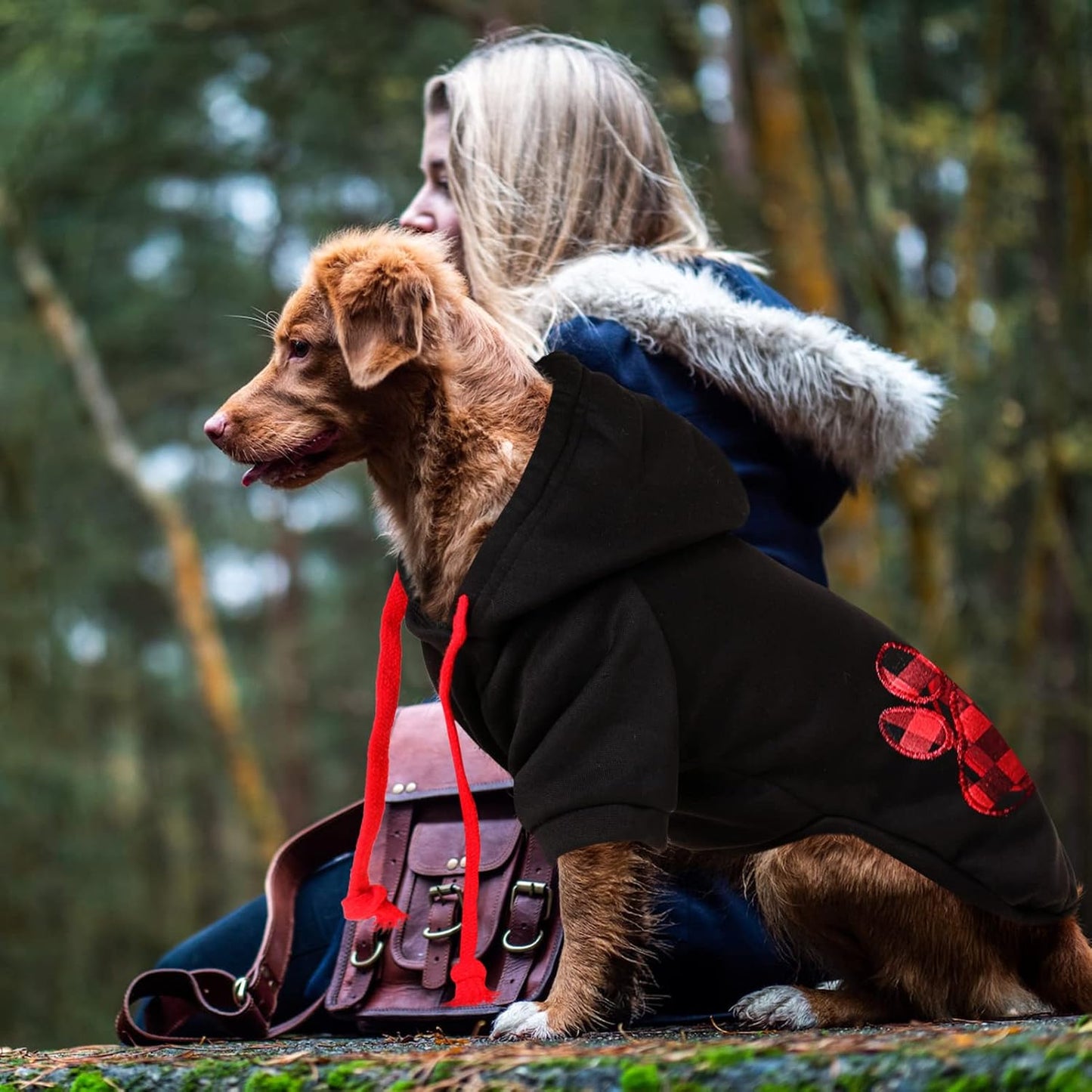 SAWMONG Dog Hoodie,Flannel Pet Hooded Sweater with Hat Puppy Pullover Sweater Shirt,Dog (Black,M)