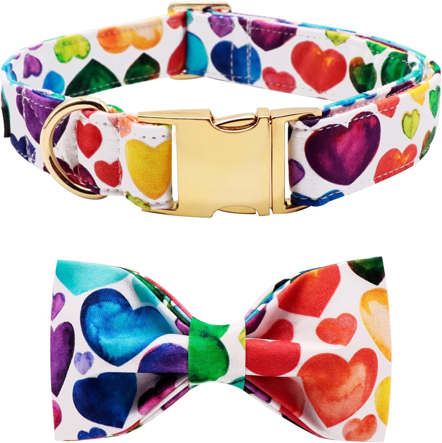 Lionet Paws Valentine's Day Dog Collar with Bowtie, Soft and Comfortable, Adjustable Collar for X-Large Dogs, Neck 16-26 inches