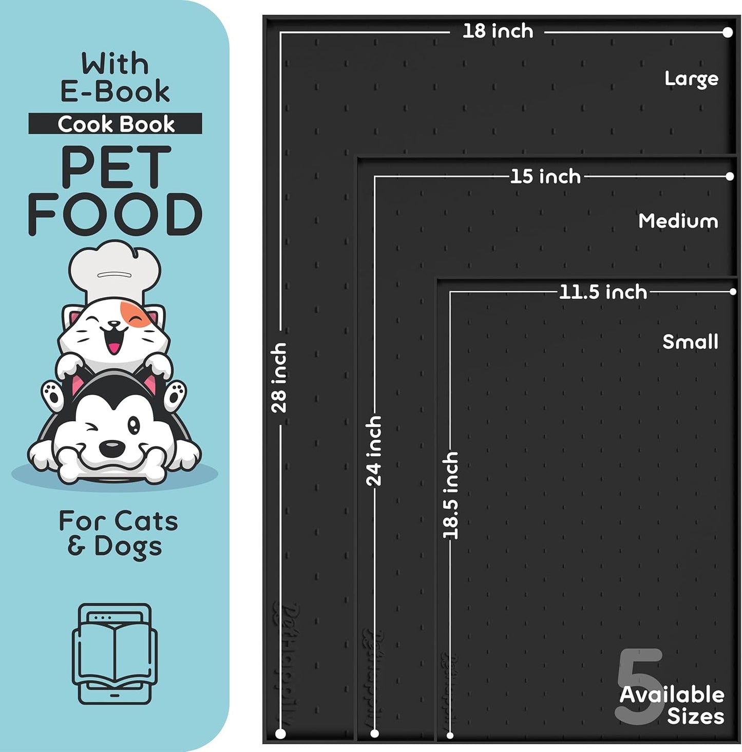 Dog Food Mat - 28x18 Raised Edges Dogs Mat for Food and Water Prevent Spill, Waterproof Cat Food Mats Protect Floors, Easy Clean Dog Bowl Mats for Food and Water, Silicone Pet Feeding Placemats