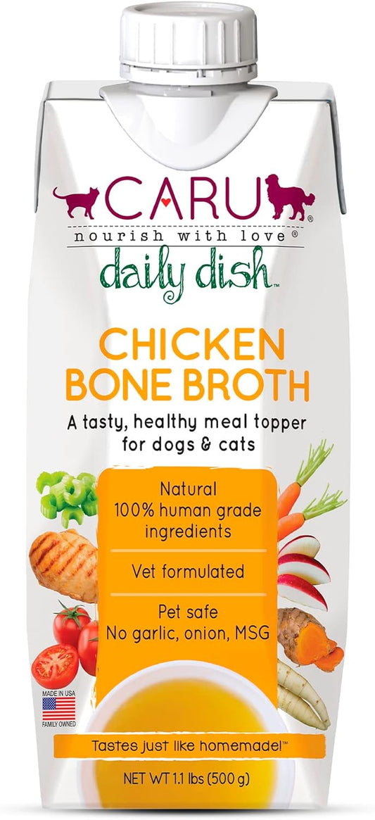 CARU Daily Dish Chicken Broth Meal Topper for Dogs and Cats - 1.1 lbs