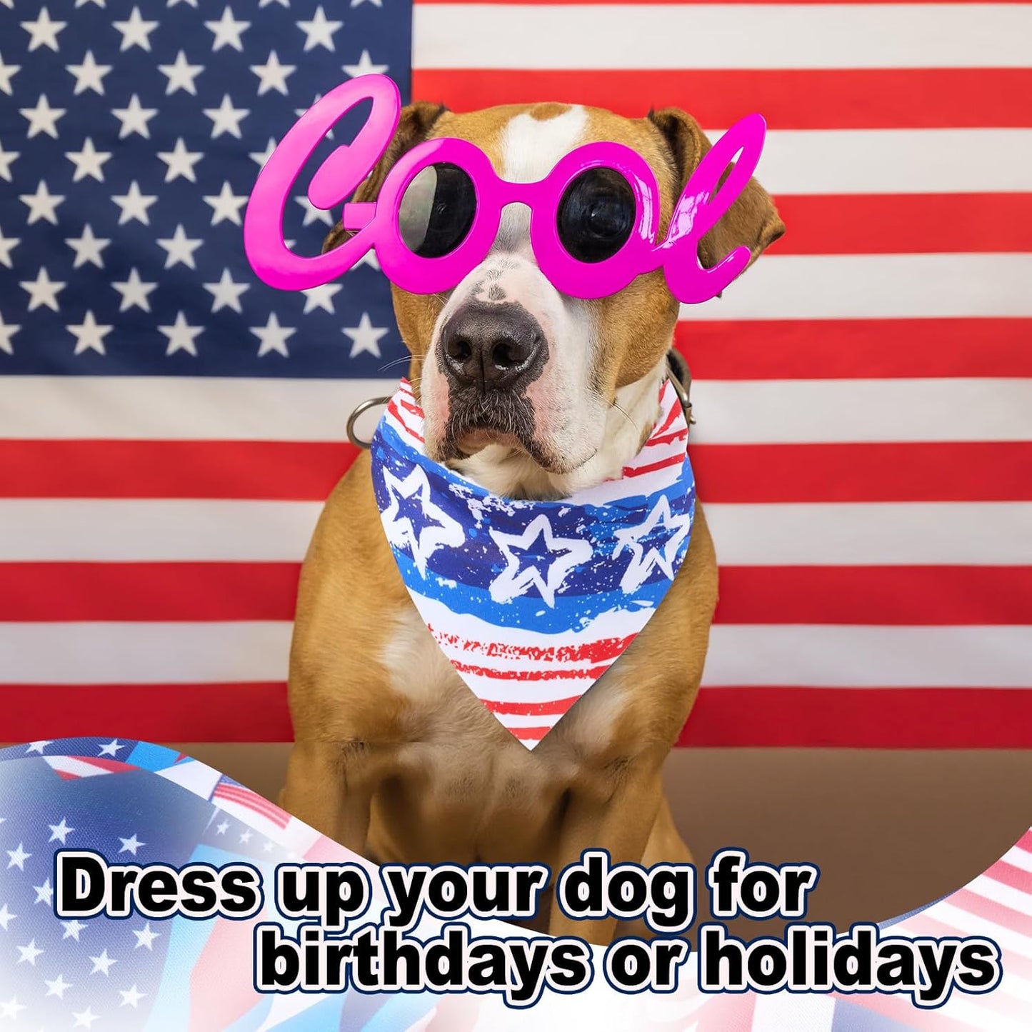 Sanwuta 120 Pcs 4th of July Bandanas for Dogs Patriotic Pet Scarves Adjustable Soft Cute Dog Triangle Scarfs for Medium Small Dogs Cats Large Puppy