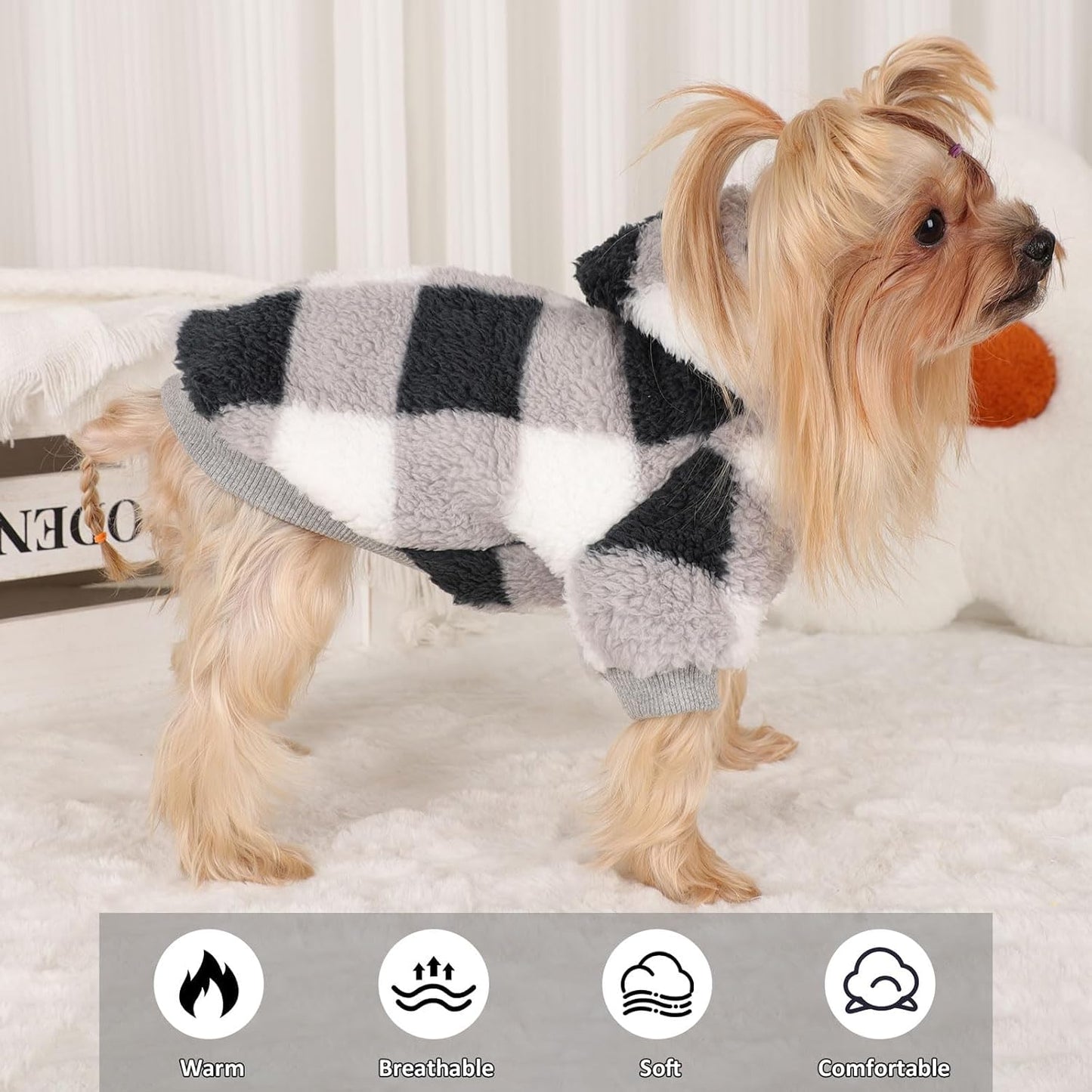 Small Dog Sweater for Dogs Hoodies,Winter Clothes Boy Girl Male Female,Warm Fleece Hoodies Pet Coat Apparel Outfit(Small, Black)