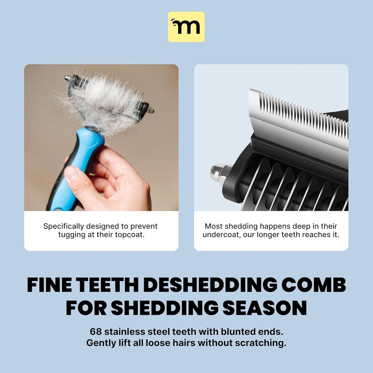 MalsiPree Dog Brush for Shedding - 2 in 1 Undercoat Rake Deshedding Tool for Medium to Large Double-Coated Dog Grooming - Pet Dematting Comb - Pet Deshedder (Pink)