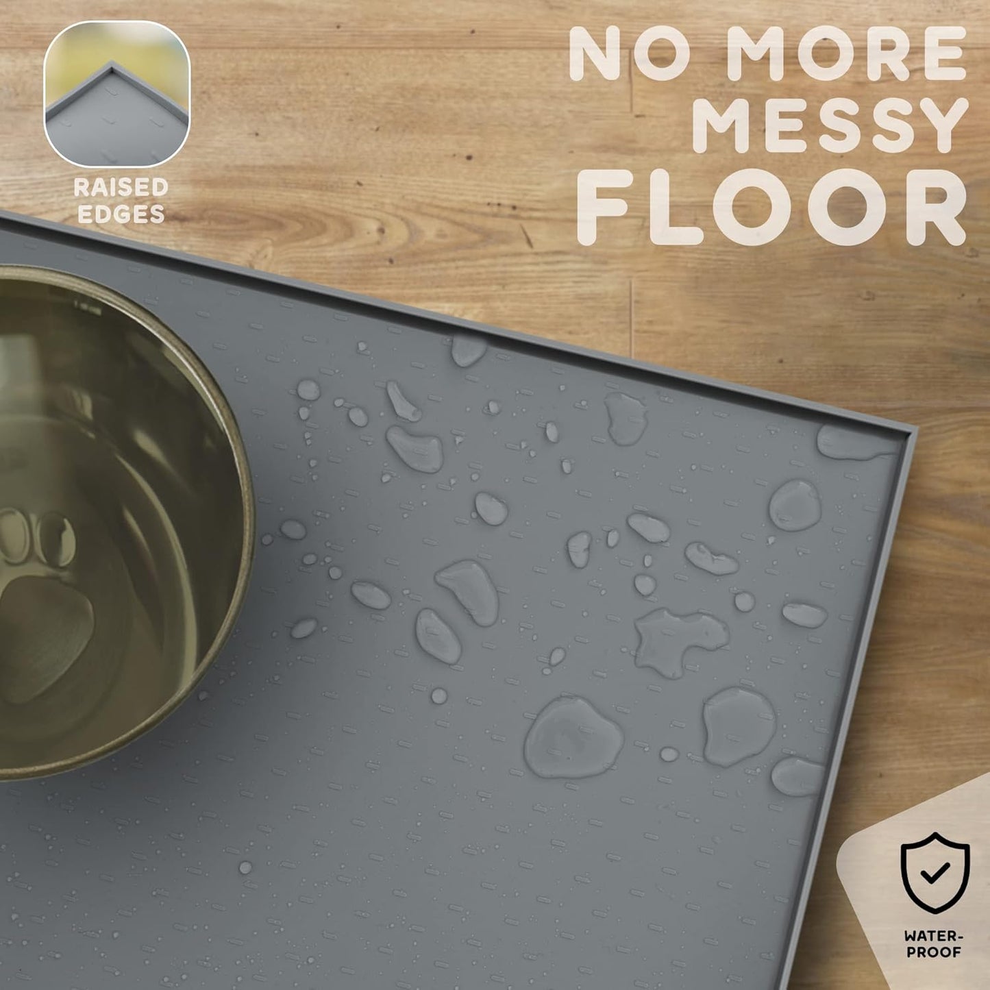 Dog Food Mat - Raised Edges Dogs Mat for Food and Water Prevent Spill, Waterproof Cat Food Mats Protect Floors, Easy Clean Dog Bowl Mats for Food and Water, Silicone Pet Feeding Placemats