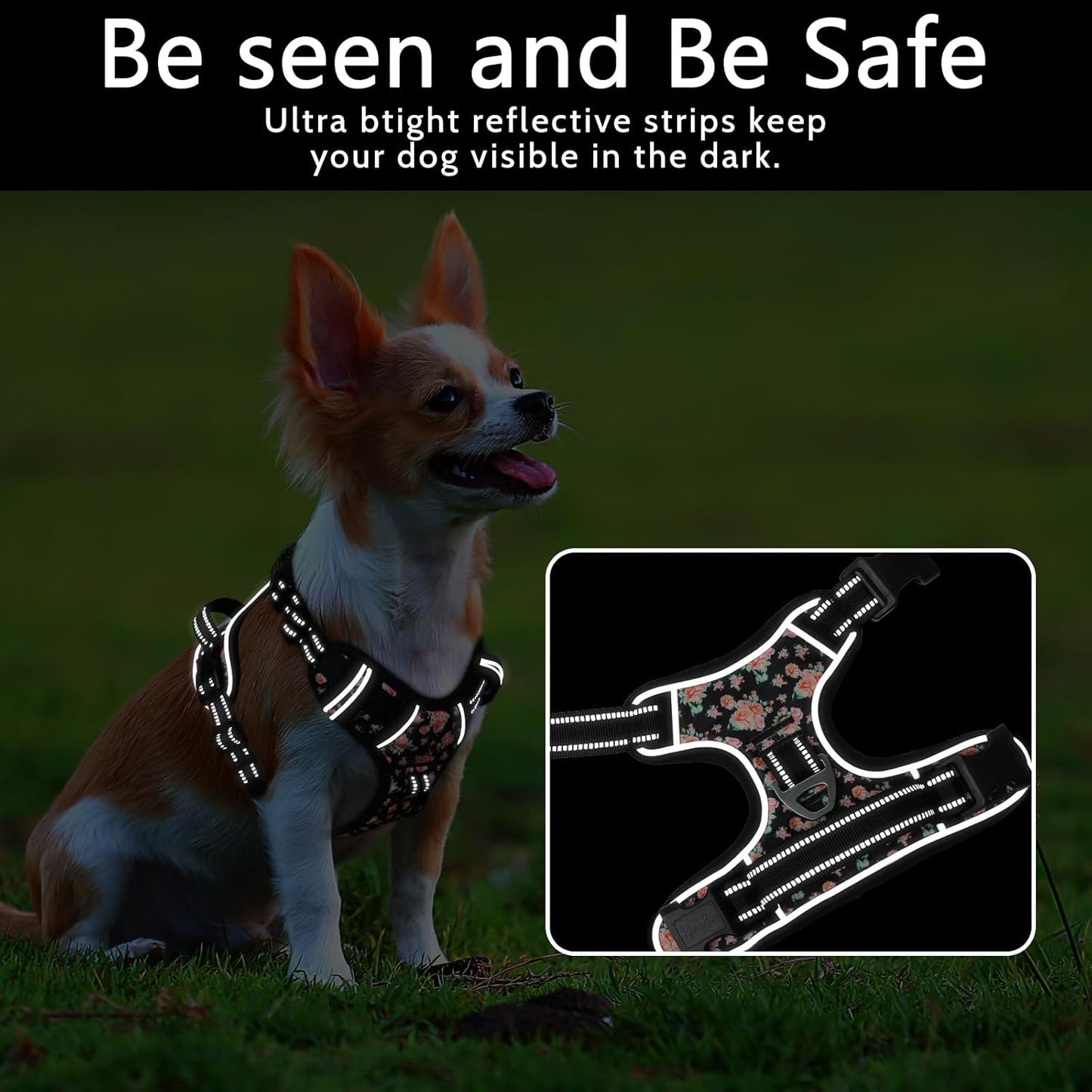 Timos Dog Harness, No-Pull Pet Harness with 2 Leash Clips, Adjustable Soft Padded Dog Vest, Reflective Outdoor Pet Oxford Vest with Easy Control Handle