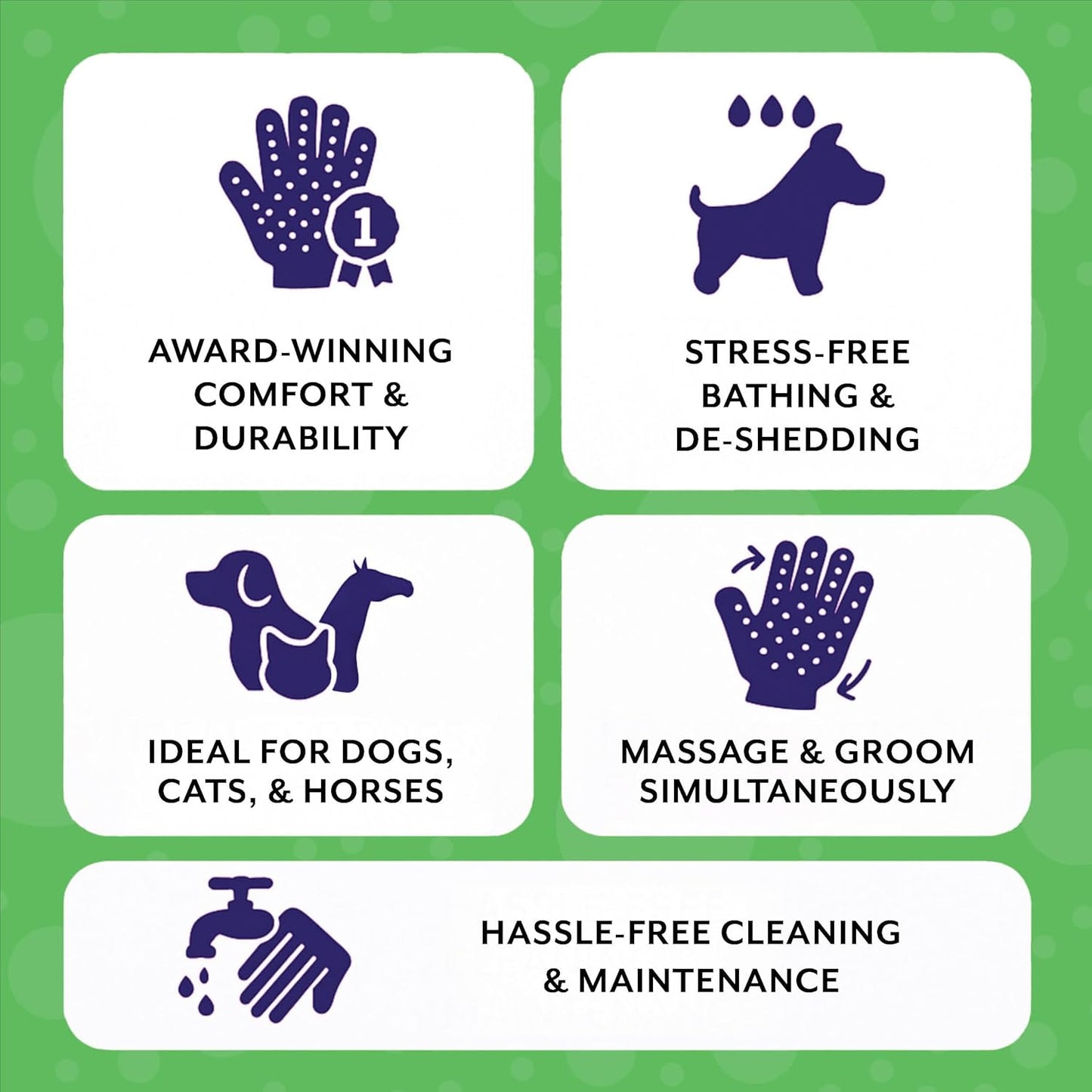 H HANDSON Pet Grooming Gloves - Patented #1 Ranked, Award Winning Shedding, Bathing, & Hair Remover Gloves - Gentle Brush for Cats, Dogs, and Horses (Mono Green, X-Large)