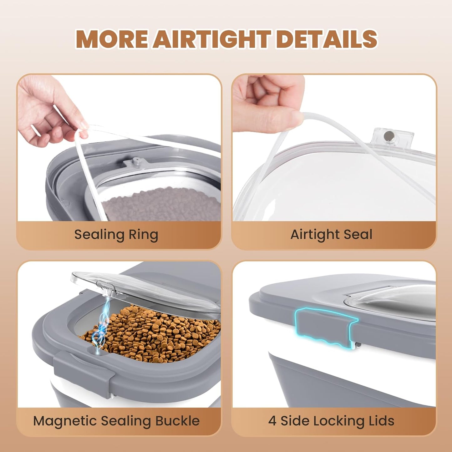 23-25 Lbs Airtight Dog Food Storage Container,Collapsible Dog Food Container with Lid,Wheels,Handle,Large Pet food storage Container with Scoop,Small Food Container for Dog Cat