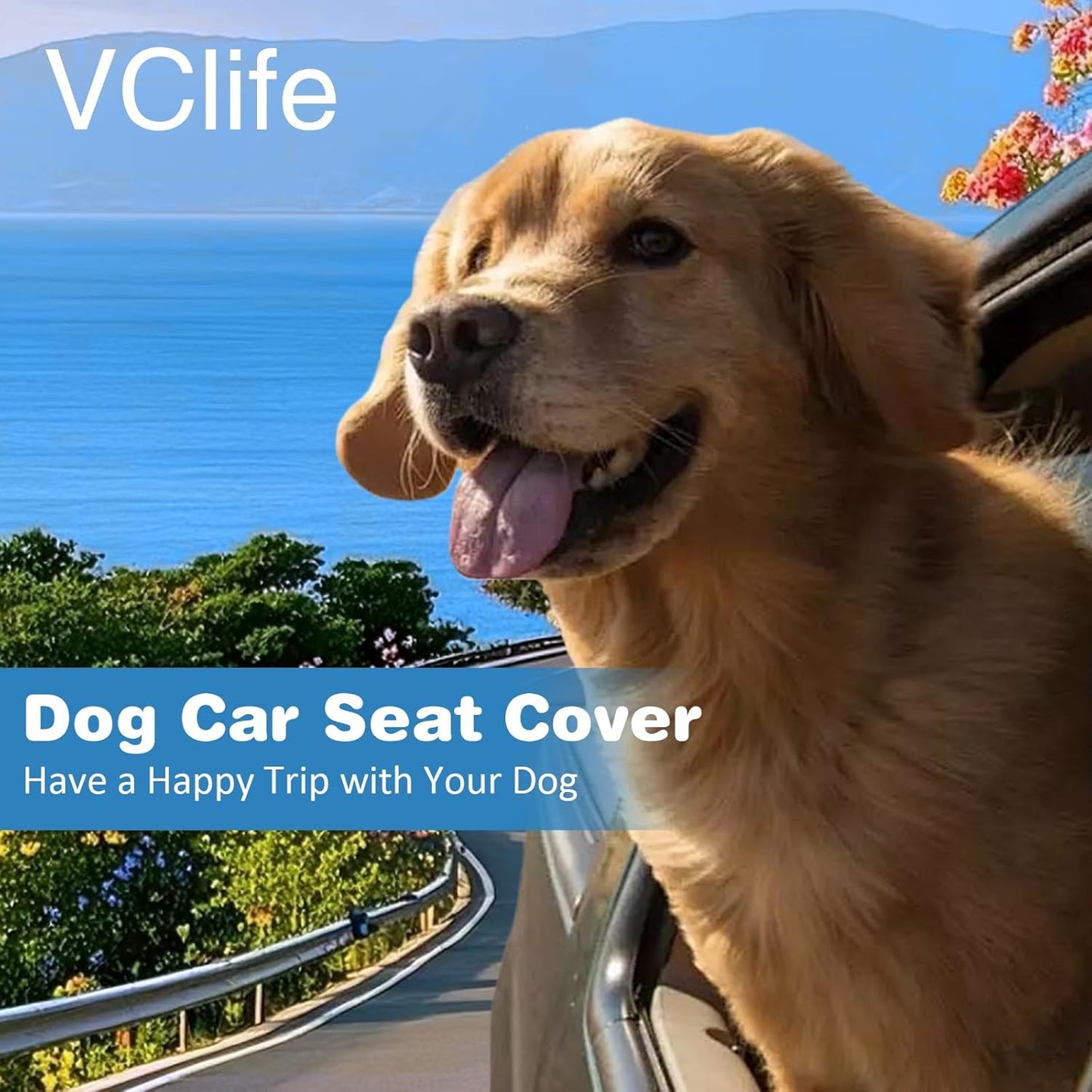 VClife Dog Car Seat Cover for Backseat Extender, Anti Slip Dog Bed Mat Travel Blanket, Pet Friendly Backseat Cover for Cars, SUVs, Small Trucks, Back Seat Extender Protector (Light Gray, 59"×27.6")