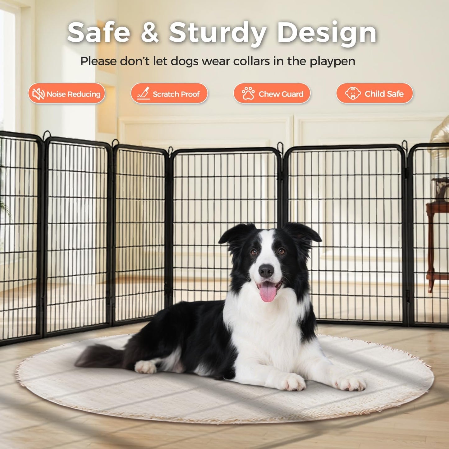 40 Inch Dog Playpen - 16 Panels Metal Pet Exercise Pen for Medium-Large Dogs, Indoor/Outdoor Dog Fence for Yard, Garden, Camping & RV Travel