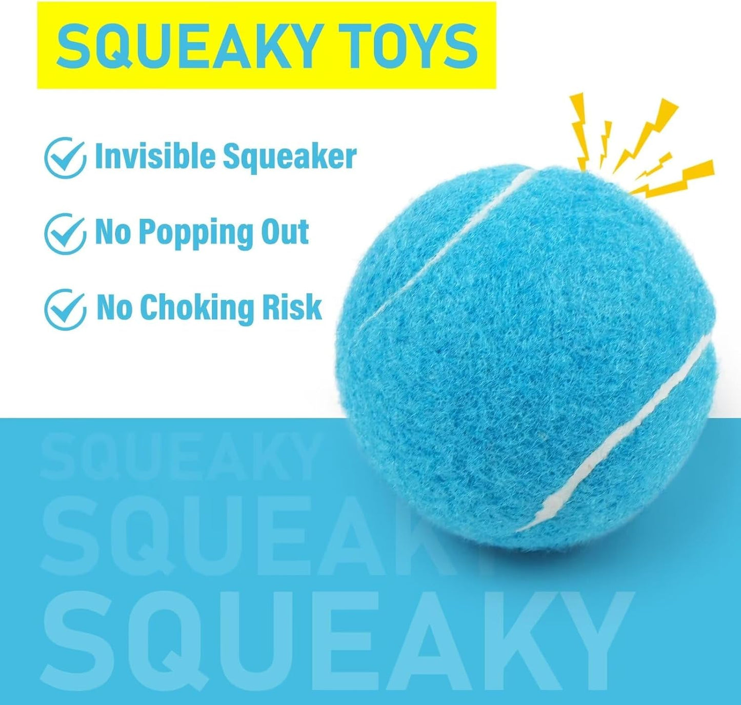 Prime Pets Tennis Balls for Dogs, 2.5 Inch Squeaky Dog Toys, Interactive Pet Dog Toy Balls for Medium, Large Dogs, Squeaky Tennis Balls for Dogs