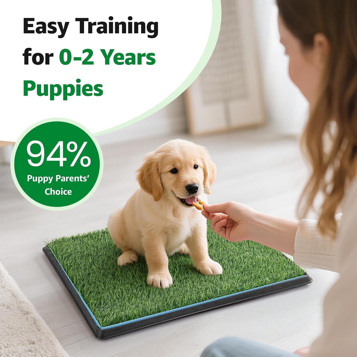 Dog Grass Pad with Tray,35.5” x 23.6” Indoor Dog Potty System 2 Pics Replacement Artificial Grass Mats-5 Pics Disposable Puppy Pads,for Puppy Training Apartment,Balcony and Apartment Use