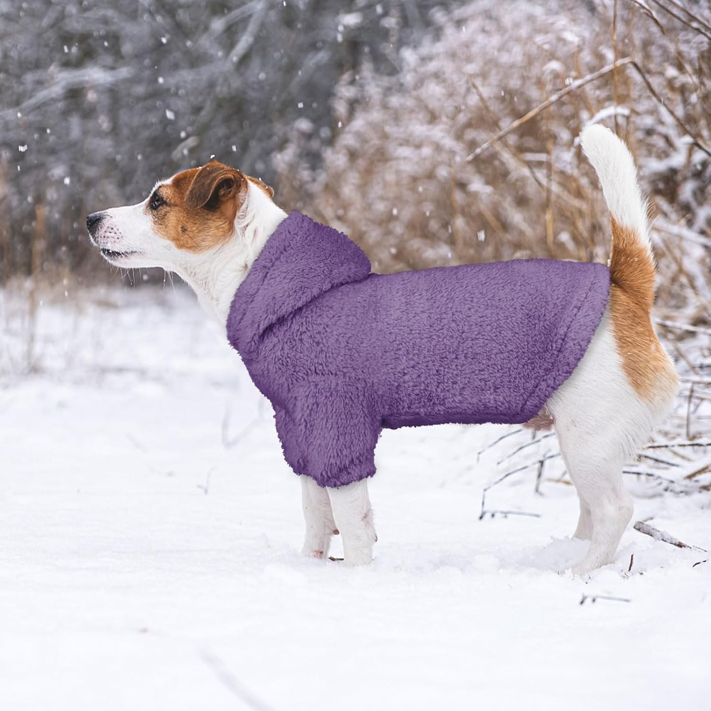 Fuzzy Dog Sweaters for Medium Dogs Dog Hoodie Sweater Clothes Warm Soft Cozy Pet Coats Hooded Sweatshirt Medium Pet Hoodie(Purple-M)