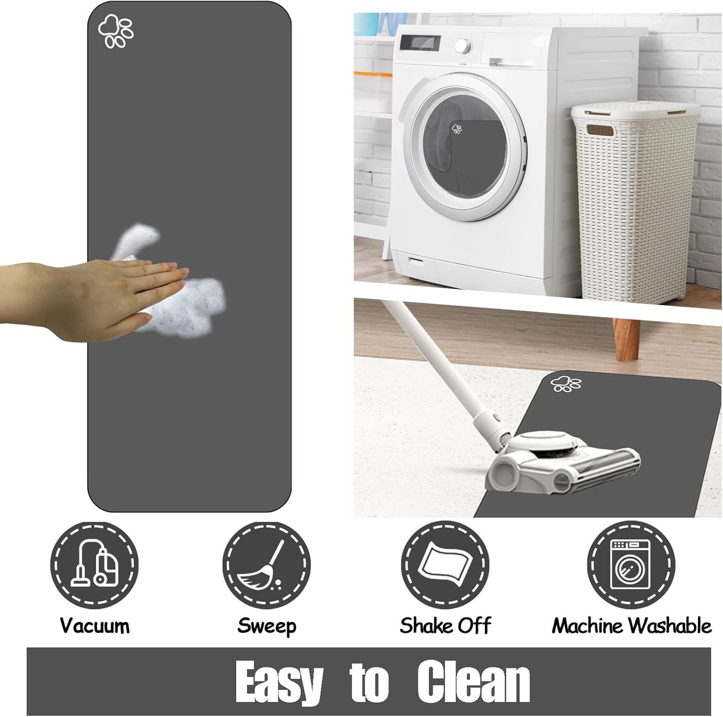 Large Pet Feeding Mat, 39.3"x15.7" Absorbent Quick Dry Dog Mat for Food and Water Bowl, Non Skid Cat Bowl Mat, No Stains for Pet Water Dispenser Pet Supplies for Messy Drinkers