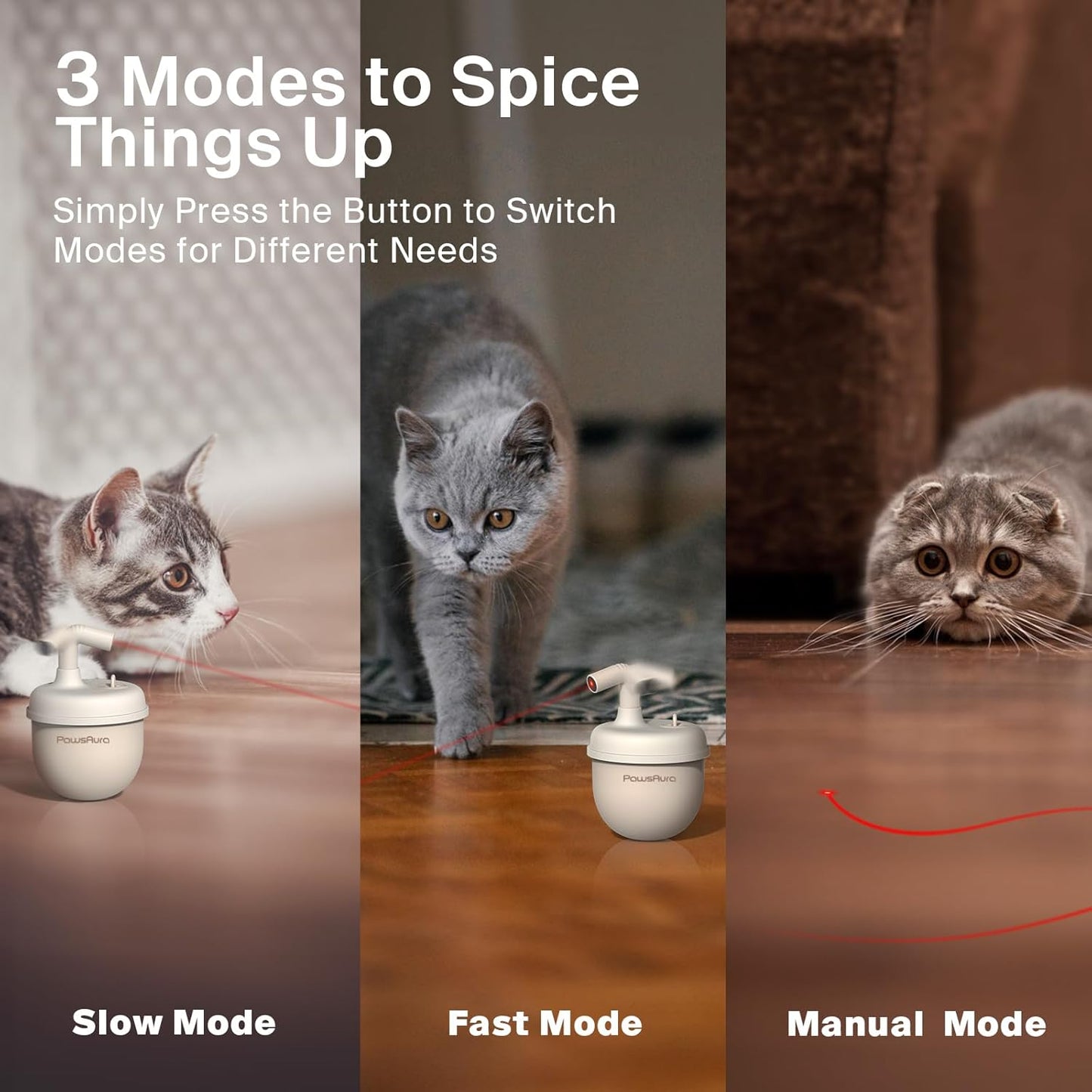 Cat Laser Toys, Automatic Cat Laser Toy Tumbler Design, Rechargeable Cat Laser Pointer 360°Irregular Rotation, 3 Modes Interactive Cat Toy for Indoor Cats of All Ages and Sizes (Beige)