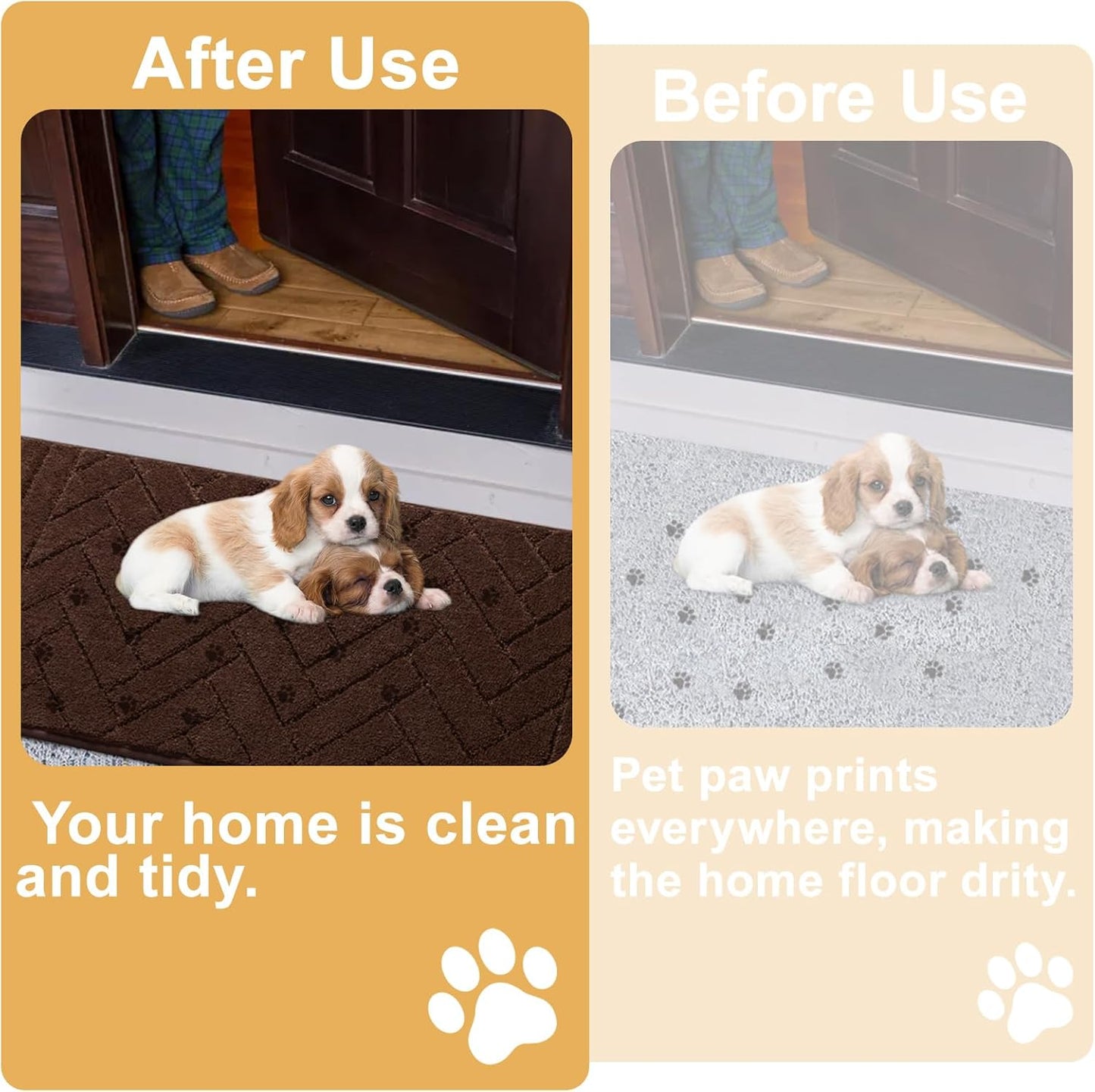 Tindbea Dog Mat for Muddy Paws,Absorbs Moisture Dirt Non-Slip Washable Mud Mat for Dogs,Soft Rubber Backing Front Inside Pet Rug for Entryway, Mud Dog Paws, Patio(24"x59",Coffee)