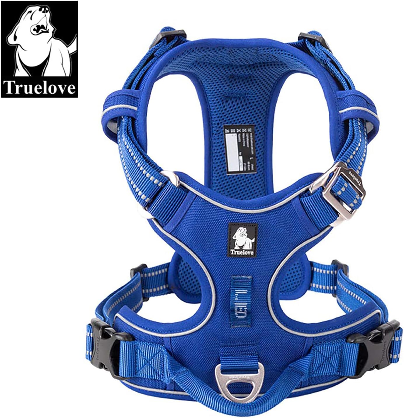 TRUE LOVE Dog Harness No Pull Nylon Reflective Pet Harness Adjustable Comfortable Control Step-in Brilliant Colors Truelove TLH56512 Royal Blue