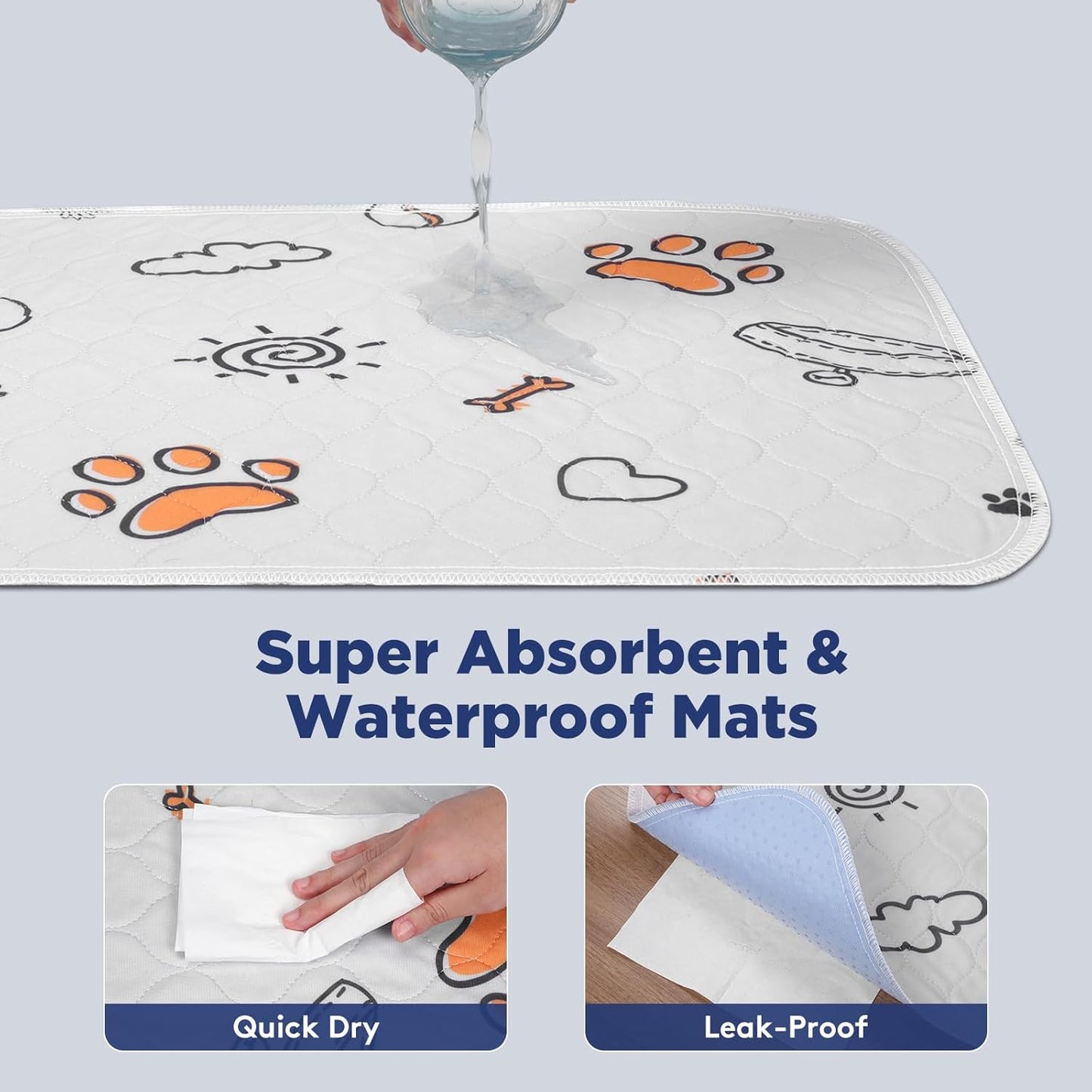 FURTIME Washable Pee Pads for Dogs, 2 Pack Large 41''x41'' Super Absorbent Reusable Dog Training Pads, 100% Waterproof Non-Slip Whelping Playpen Crate Mat Bed Products Gray (Gray Puppy Pads-41x41)