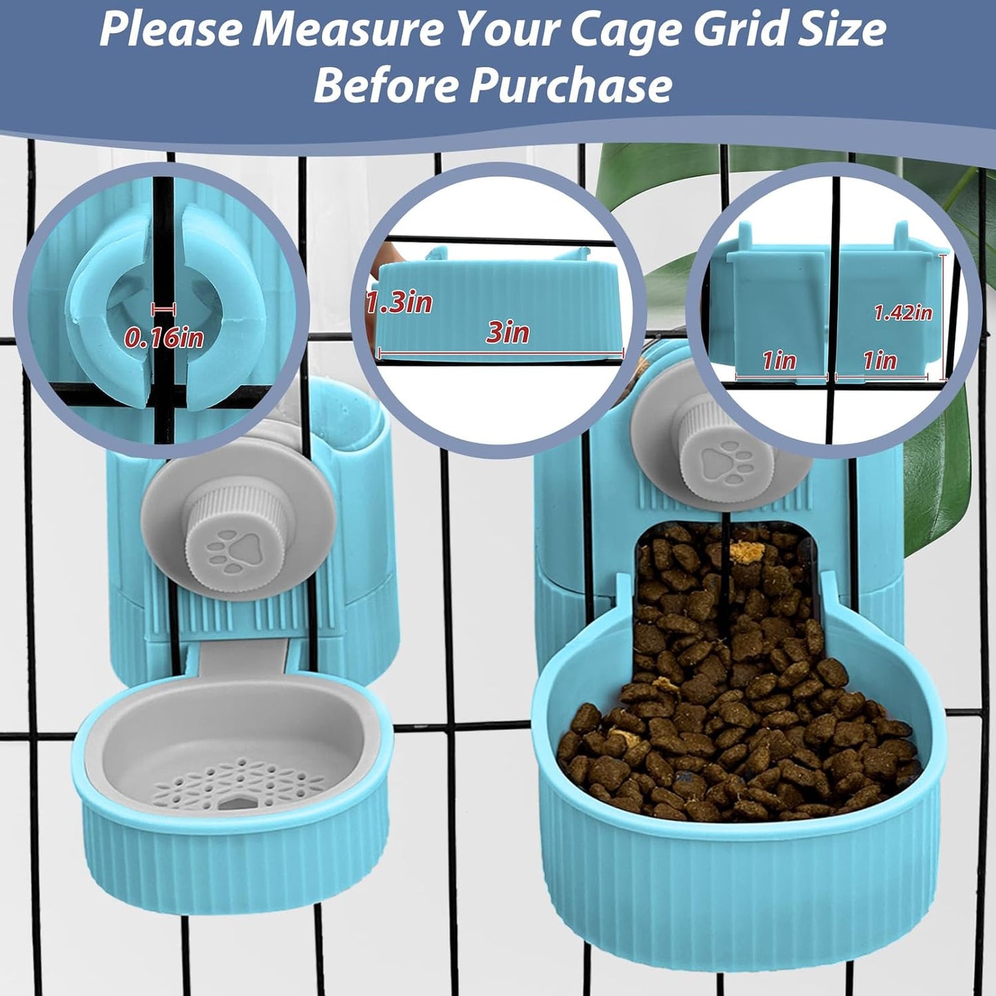 Fhiny Rabbit Food Dispenser, 40oz Large Capacity Hanging Gravity Bunny Feeder for Cage Automatic Guinea Pig Feeding Bowls Pet Food Storage for Guinea Pig Bunny Ferret Chinchilla Cat Puppy