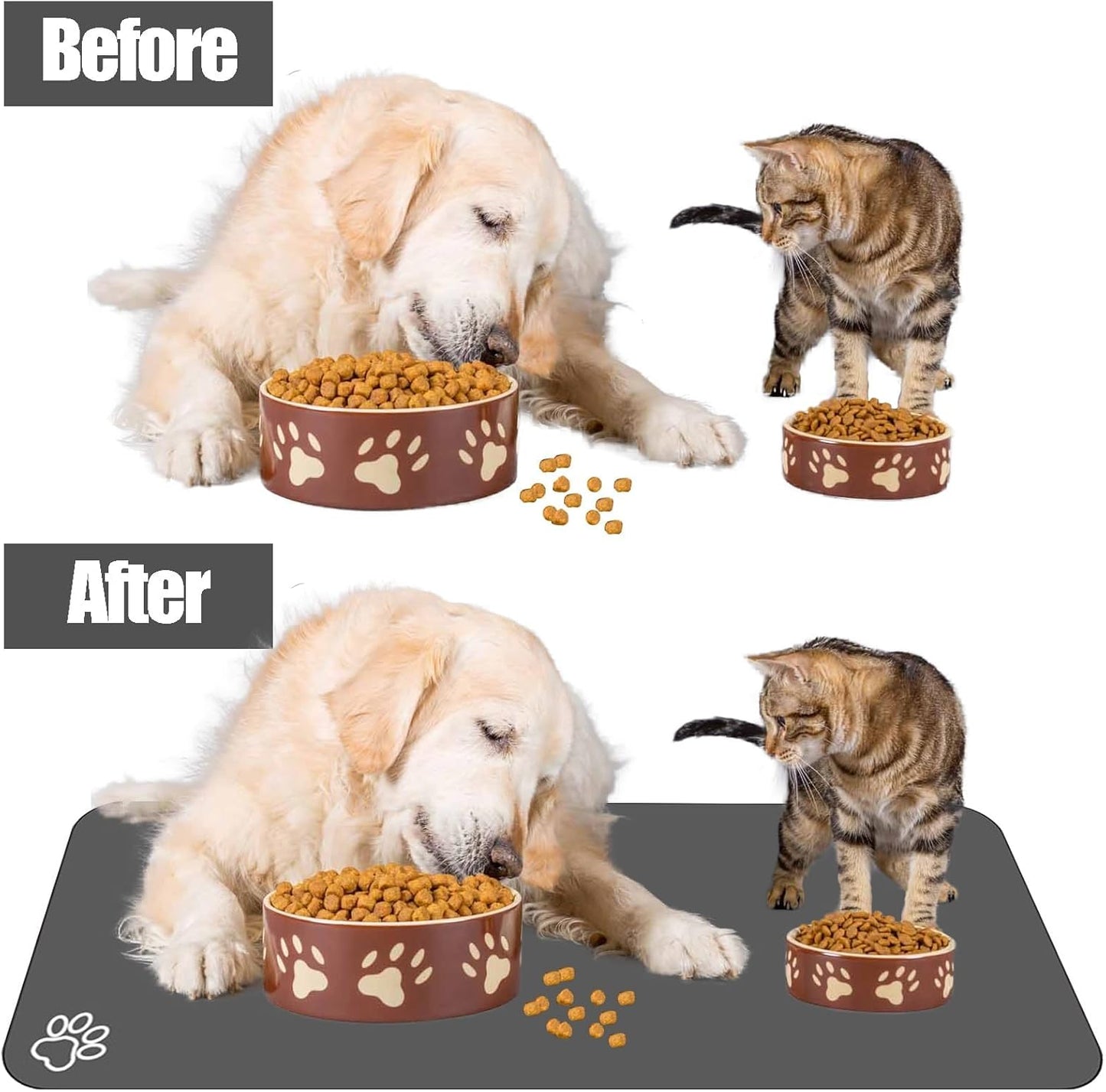 Large Pet Feeding Mat, 15.7" x 39.3" Bohemia Absorbent Quick Dry Dog Mat for Food and Water Bowl, Non Skid Cat Bowl Mat, No Stains for Pet Water Dispenser Pet Supplies for Messy Drinkers