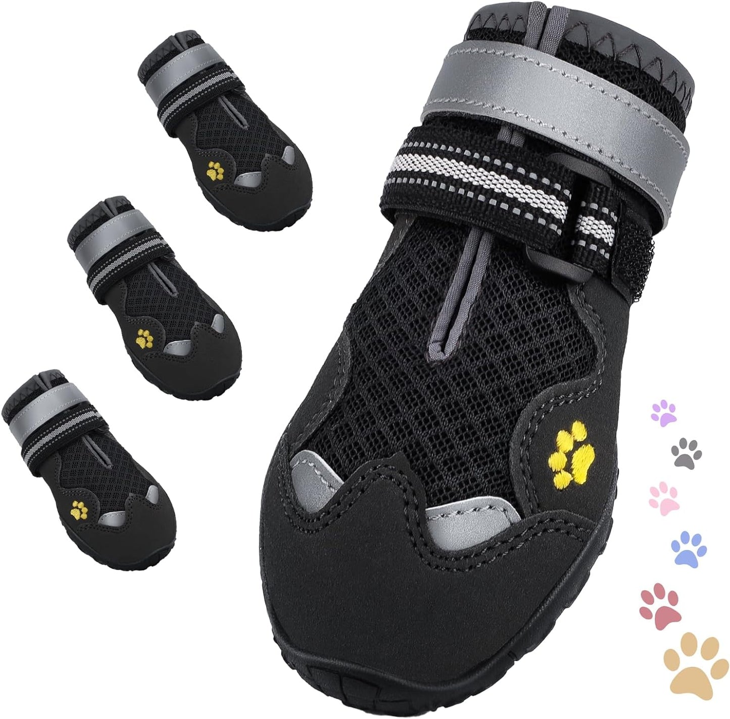 Dog Shoes for Large Medium Small Dog, Mesh Breathable Dog Shoes for Hot Pavement, Anti-Slip Dogs Boots Paw Protectors with Reflective for Outdoor Walking Indoor Hardfloors (Size 3)