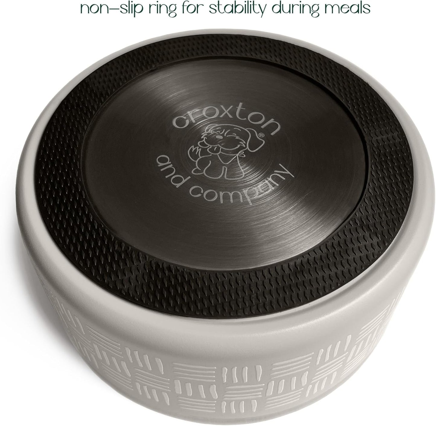 CROXTON & CO. Stainless Steel Pet Bowl for Dogs & Cats | Insulated Food Bowls for Dog Cat | No Tip No Slip | Non-Slip Rubber Base | Dishwasher Safe | Medium (4 Cups)