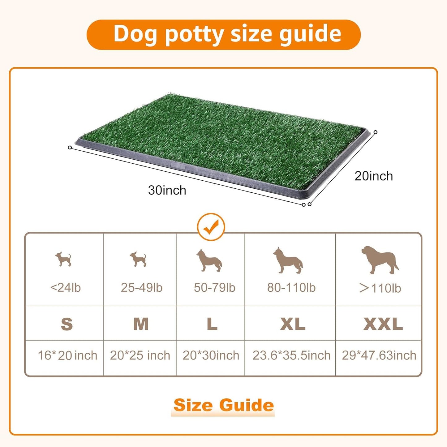 LOOBANI Dog Grass Pad with Tray - Dog Litter Box - Indoor Potty for Apartment and Patio Training - with 2 Packs Grass Pee Pads for Replacement, 20×30 Inch