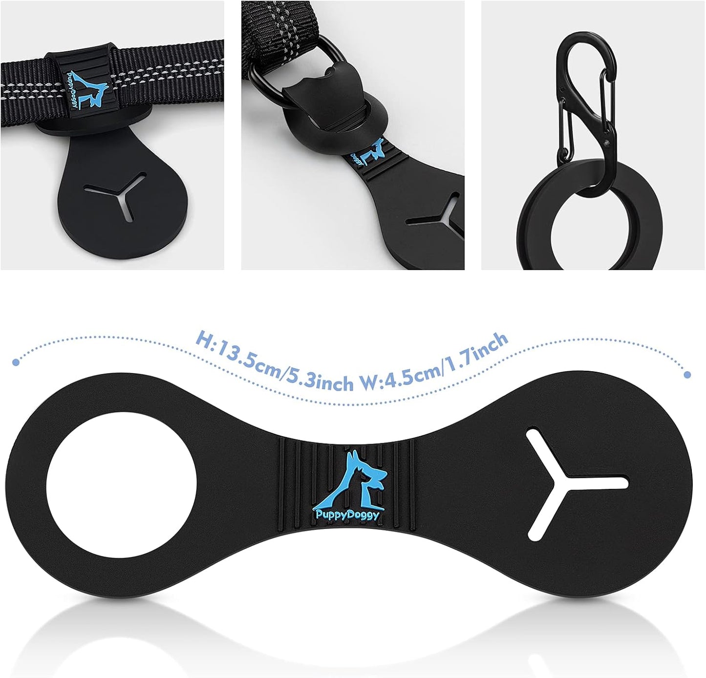 PuppyDoggy Dog Poop Bag Holder for Leash Waste Bag Carrier Dog Poop Bag Dispenser for Walking Running Bicycle Accessory 4 Pieces (Mixed Blue)