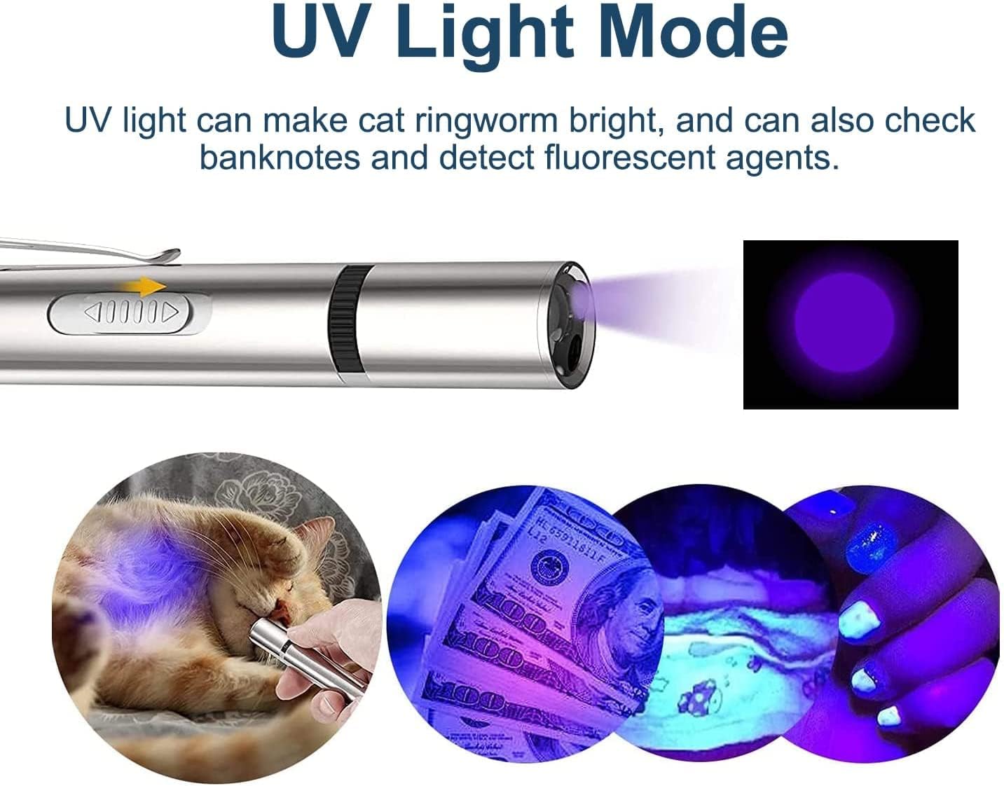 Cat Toys Laser Pointer for Indoor, Rechargeable, 7 Adjustable Wand Red Light Pet Interactive Cat Mouse Toys to Keep Busyfor Kitten Dog Chase Play