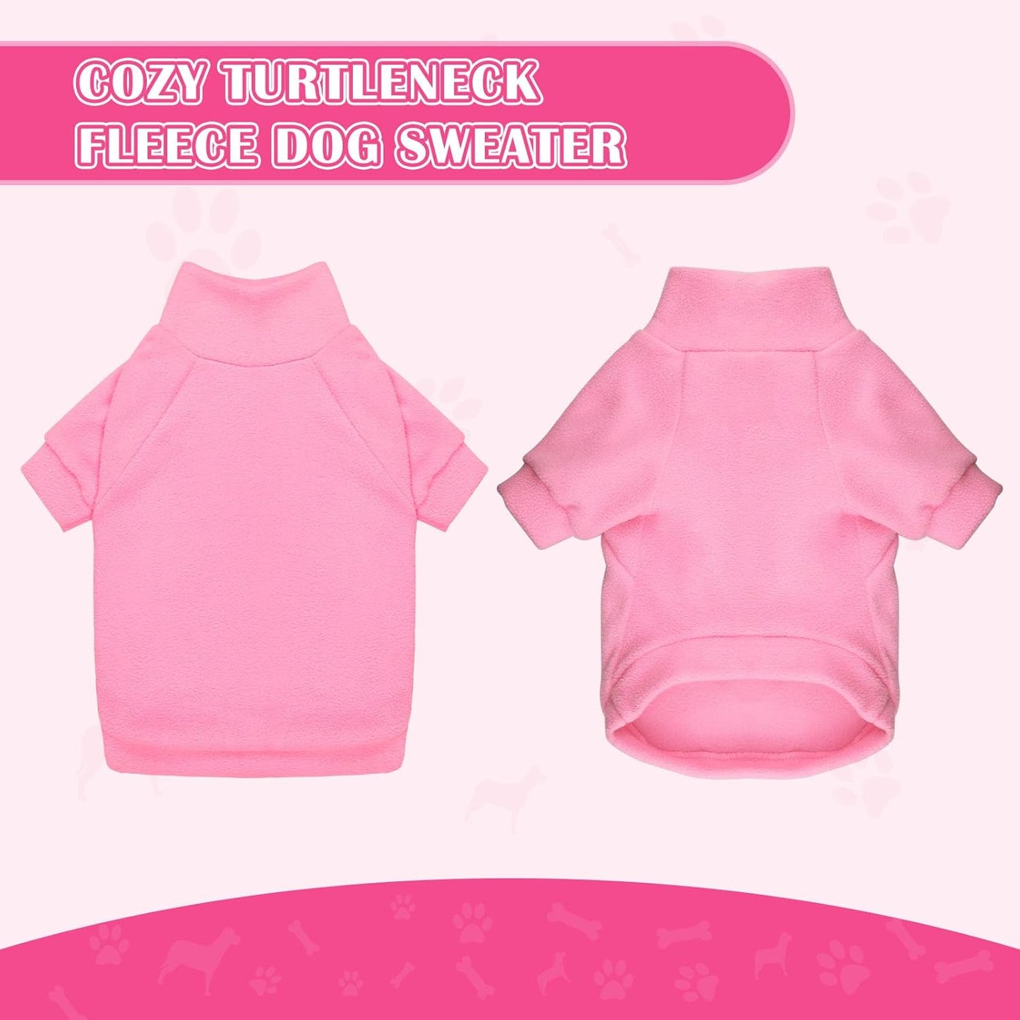 3 Pack Dog Sweaters for Large Dogs, Fleece Dog Sweater Large Pet Clothes Turtleneck Soft Warm Sweatshirt Boy Girl Pet(Pink+Hotpink+Purple,L)