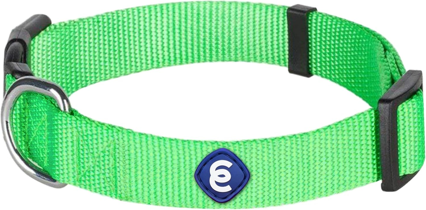 Blueberry Pet Essentials X-Small Dog Collar in Neon Green | Adjustable & Eco-Friendly Durable Nylon Strap | Classic Collar for X-Small Dogs, Boy & Girl Pets