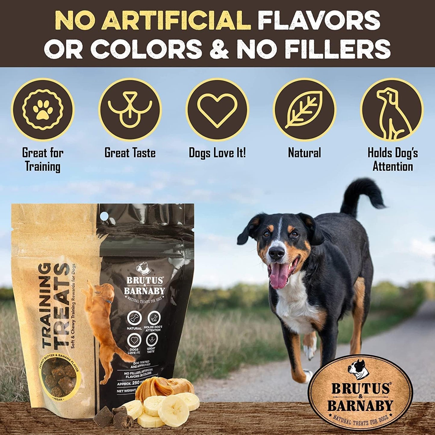 Training Treats for Dogs - Peanut Butter & Banana - All-Natural Healthy Low Calorie Vegan Treat - Great to Use for Rewards in Training Your Puppy Or Dog