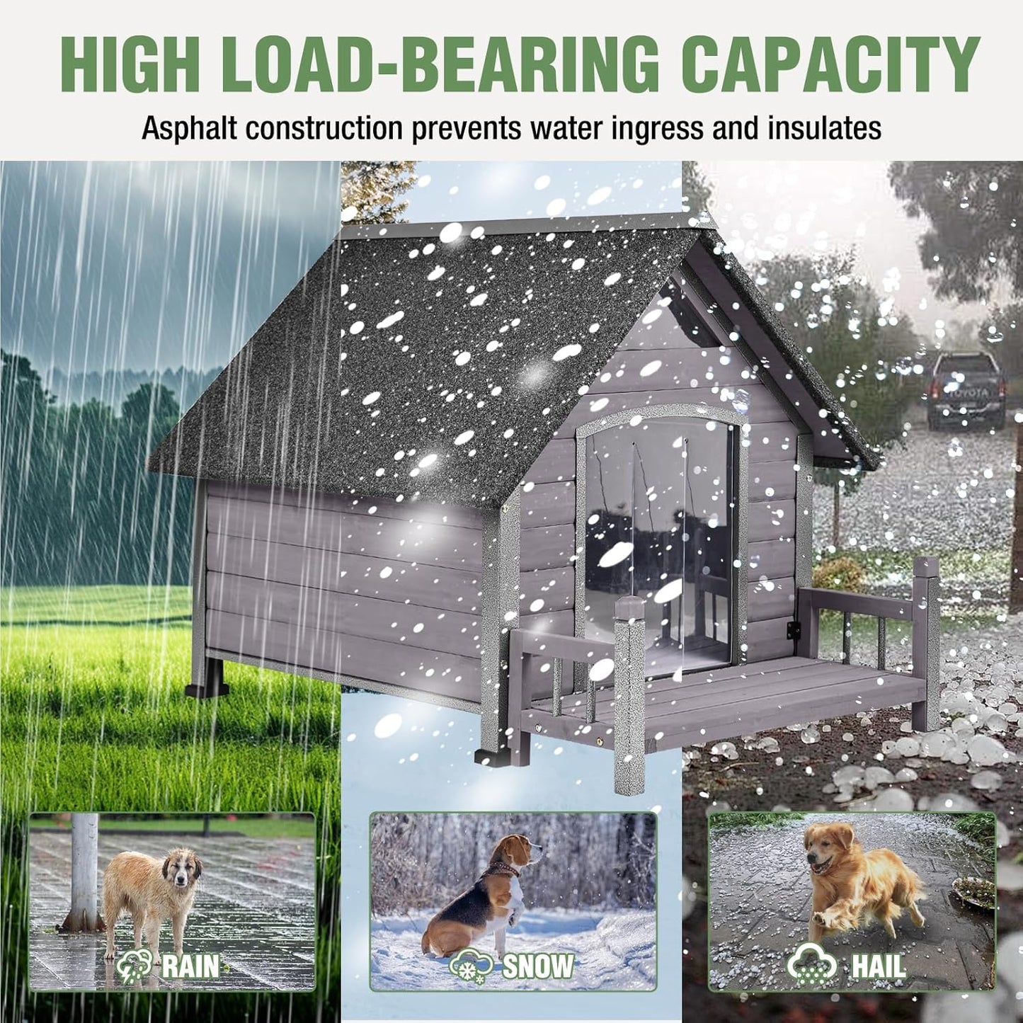 Dog House Outdoor Insulated for Winter, Puppy Kennel with Anti-Chewing Iron Frame, Weatherproof Dog Crate with Insulated Liner for Small Medium Large Dogs (Grey, 45" x 32.9" x 32.6")