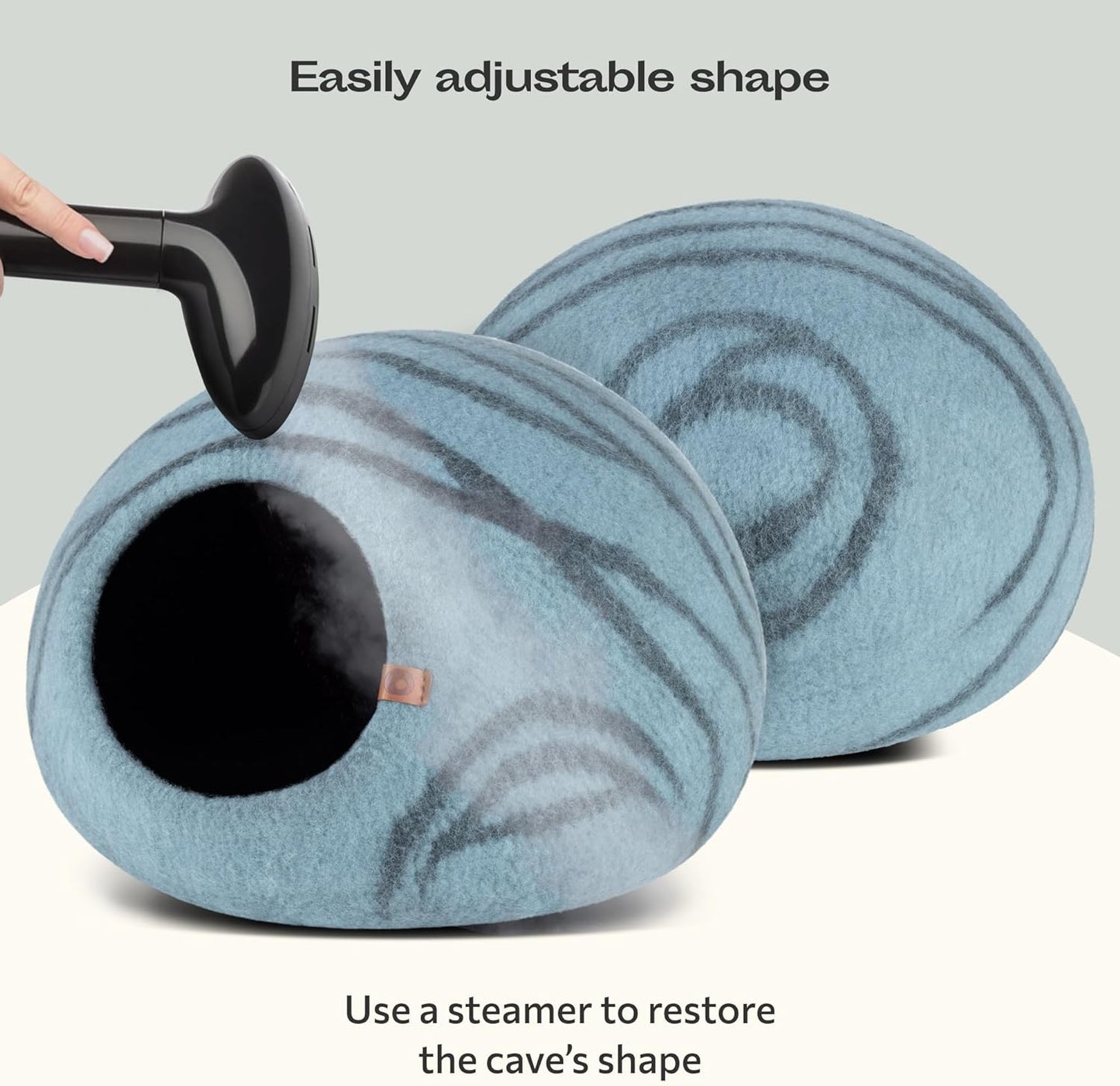 MEOWFIA Cat Cave – Premium Felt Cat Bed for Indoor Cats, Handmade 100% Merino Wool (Aquamarine, Large)