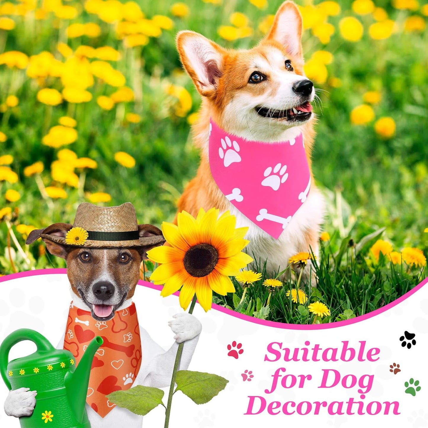 Abbylike 200 Pcs Halloween Paw Print Dog Bandanas Bulk Cute Footprint Bandanas for Dogs Triangle Kerchief Bib Scarf for Pets Birthday Party Costume Photo Props Daily Accessories Pet Shops, 25 Styles